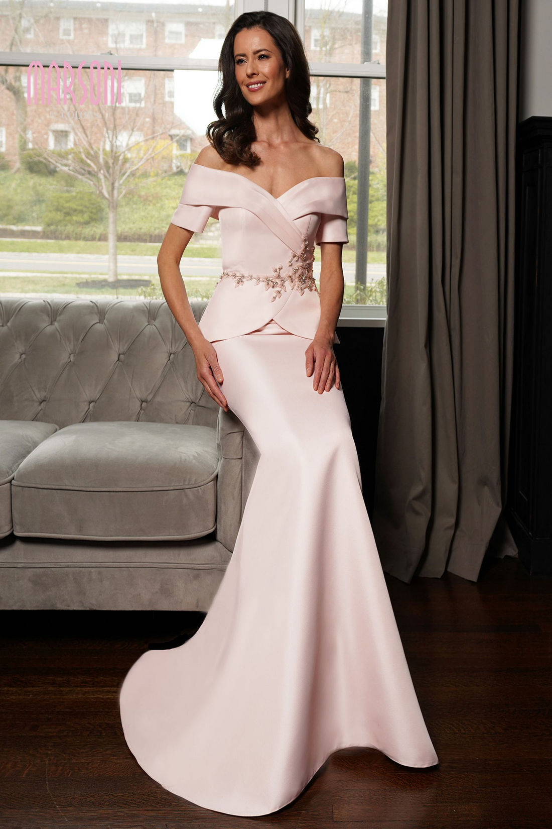 Marsoni MV1144 – Satin Column Dress for Mother of Bride
