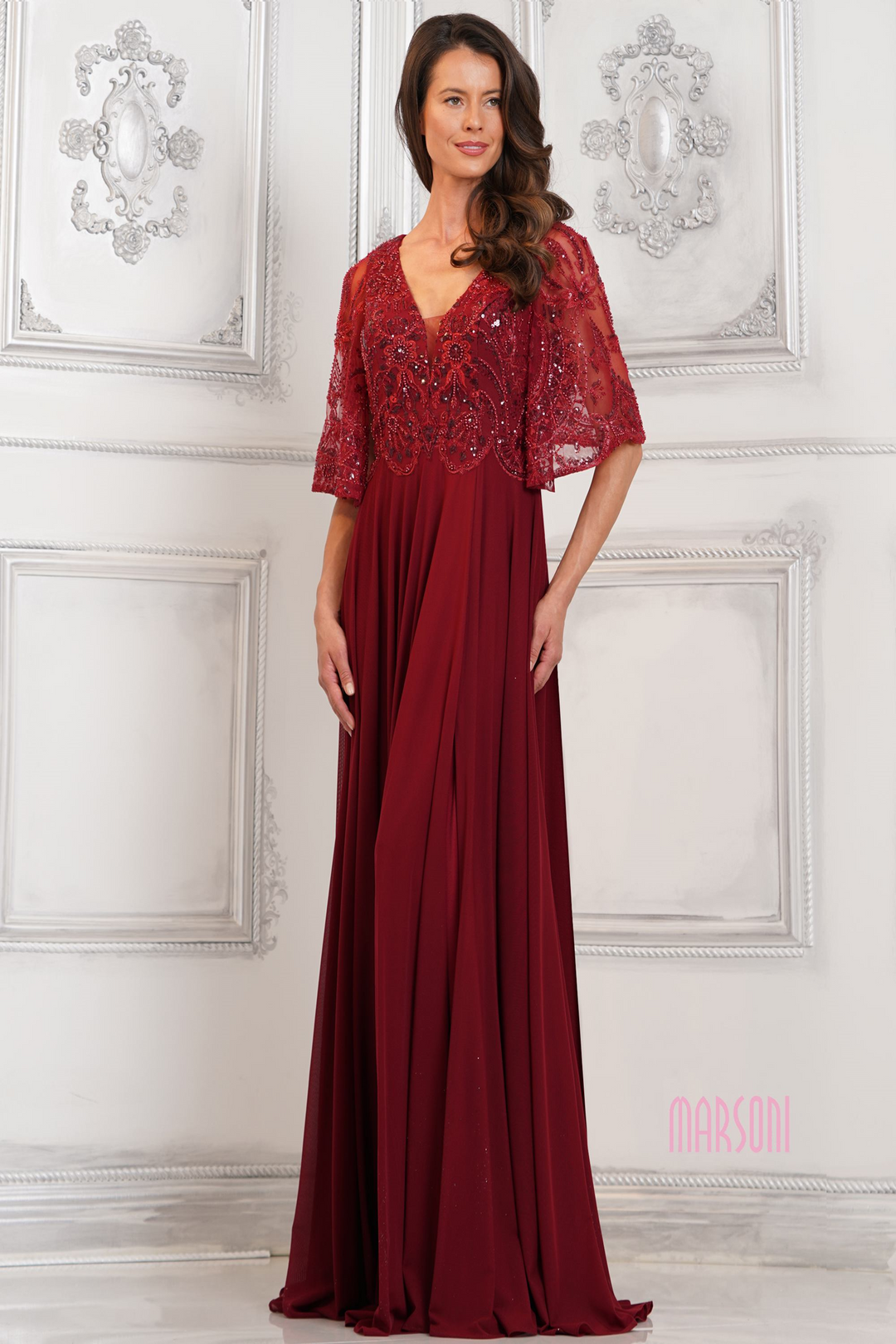 Marsoni MV1302 Chiffon A-Line Evening Dress Mydressline Marsoni MV1302 Chiffon A-Line Evening Dress Mydressline
