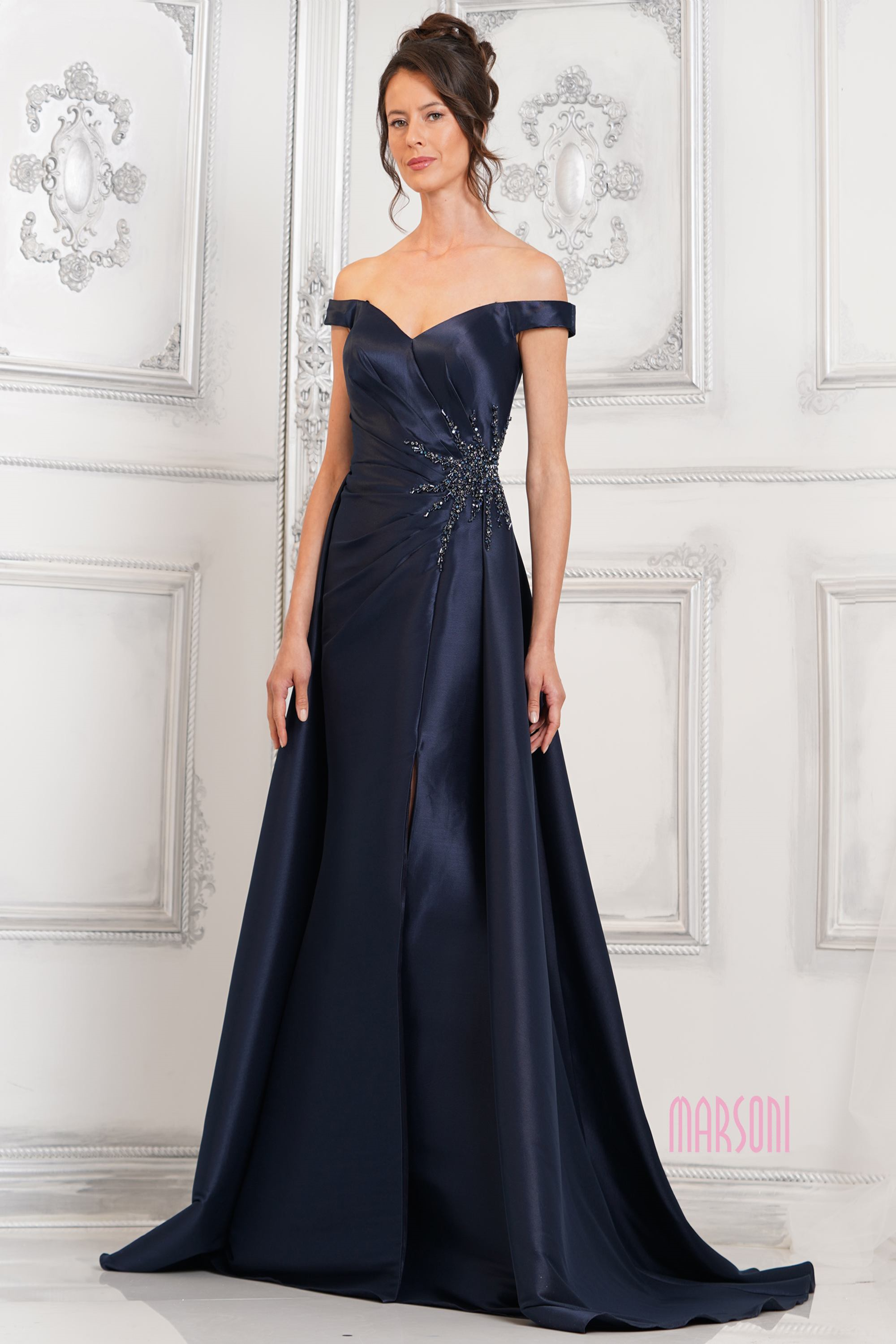 Marsoni MV1310 Taffeta Off-Shoulder Evening Dress – Mydressline