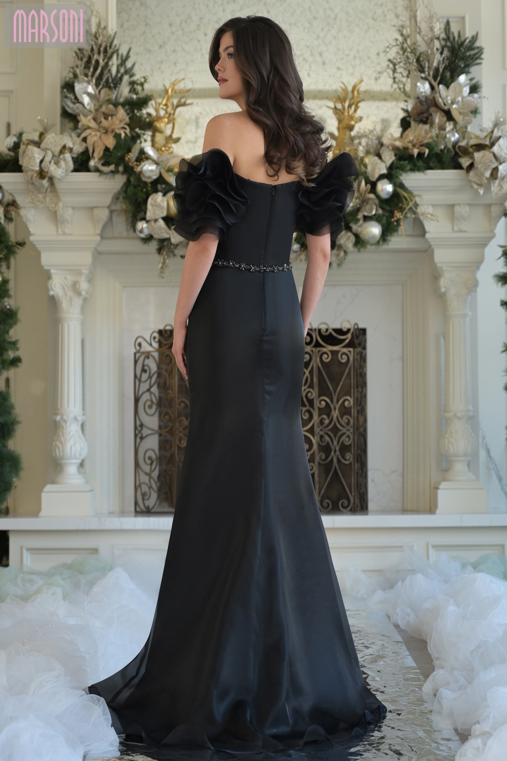 【I AM MARI】Teilrin Chiffon Shirred Long One Piece Marsoni MV1353 – Mydressline