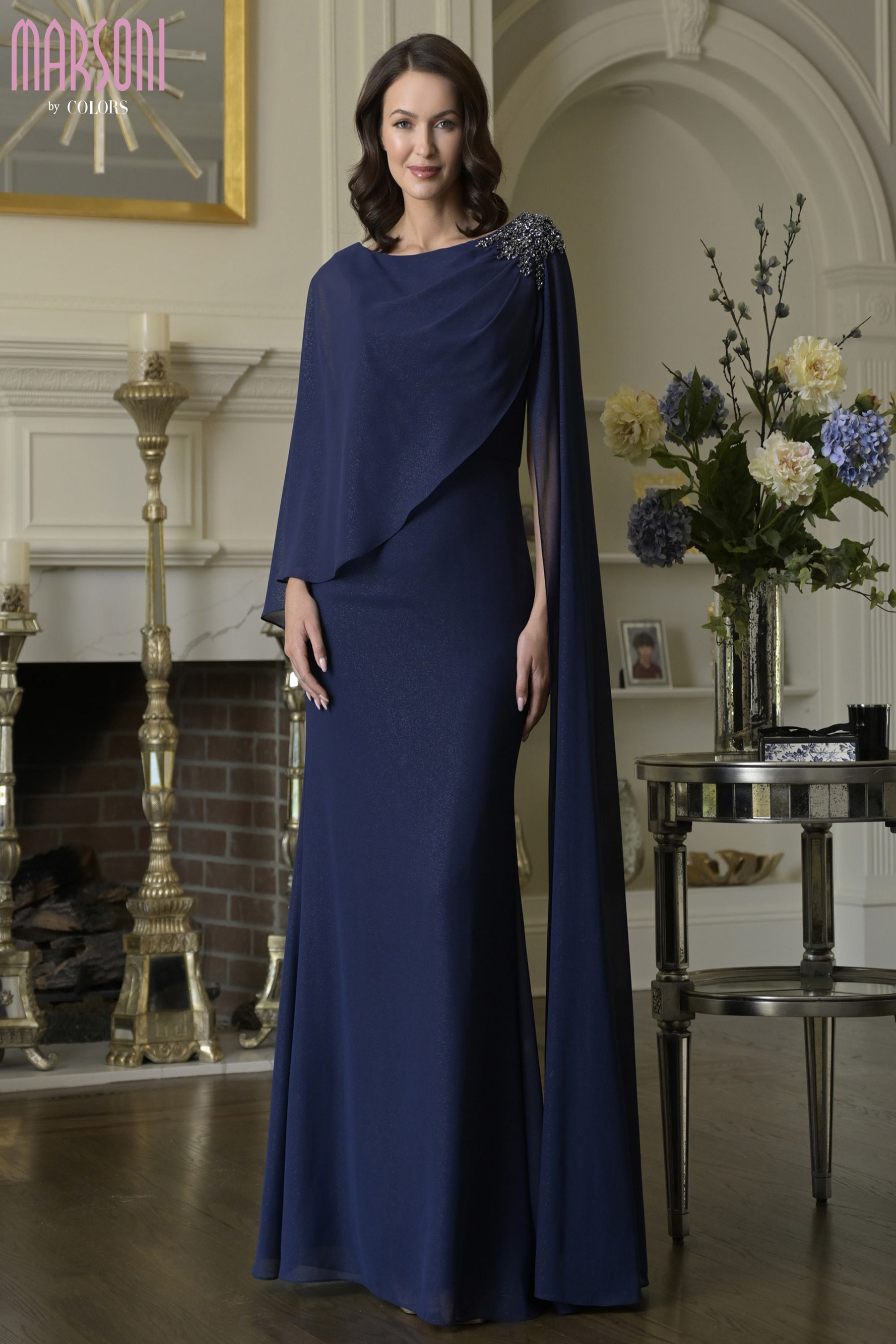 Marsoni MV1362 Chiffon Column Gown for Evening – Mydressline