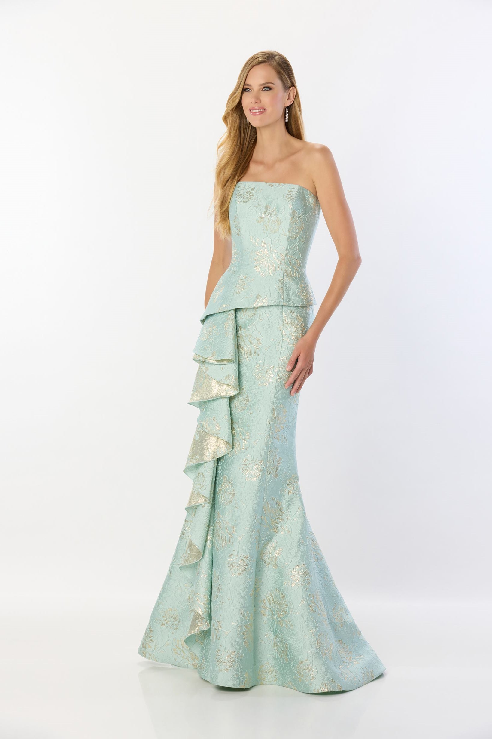 ☆Mac Duggal☆  刺繍 メッシュ マーメイド ドレス Strapless Bustier Floral Embroidered Mermaid Gown | Mac Duggal