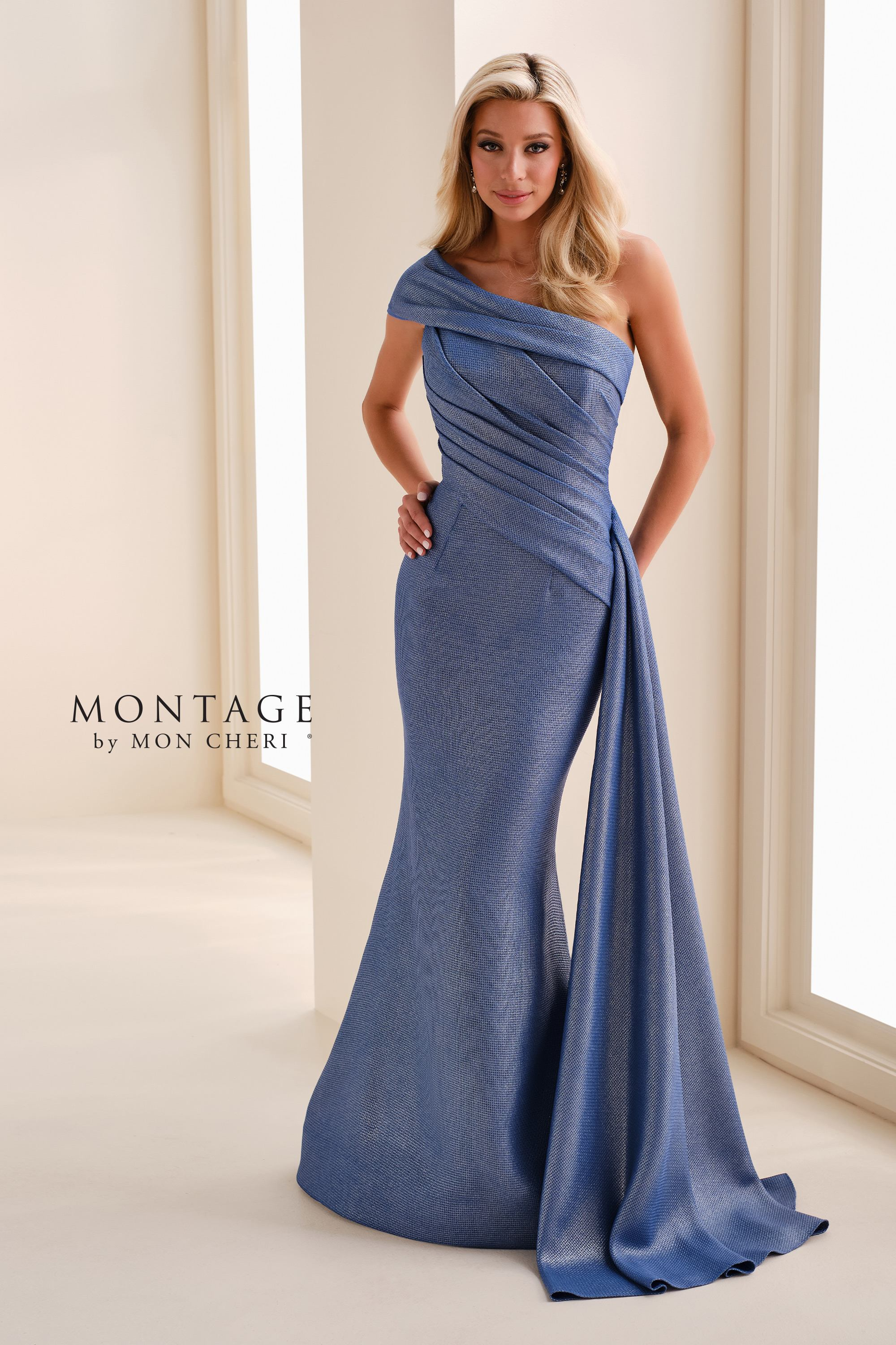 Mon Cheri Montage M4205: Luxe One-Shoulder Gown – Mydressline