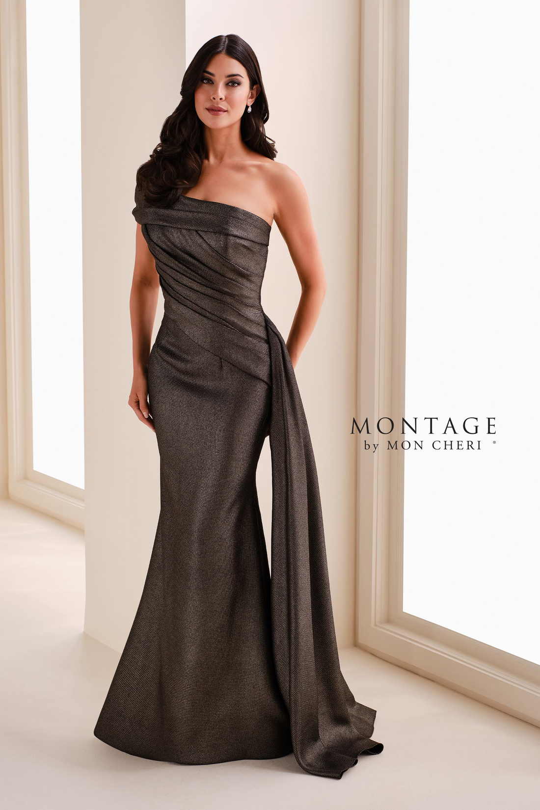 مون شيري مونتاج M4205 – M4205: Luxe One-Shoulder Gown