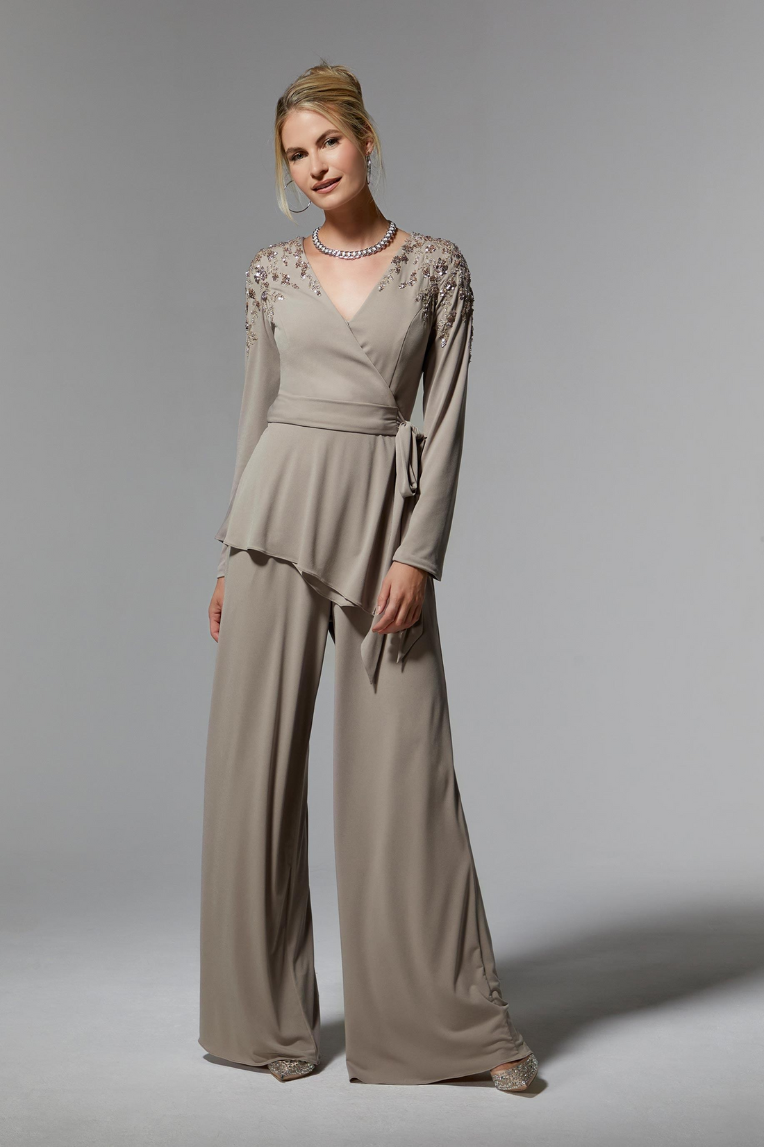 Morilee 72911 – Two-Piece Enchanting Embroidered Top and Wide Leg Pants