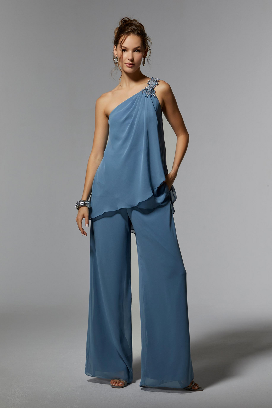 Morilee 72912 – Two-Piece Chiffon Ensemble with Beaded Appliqués