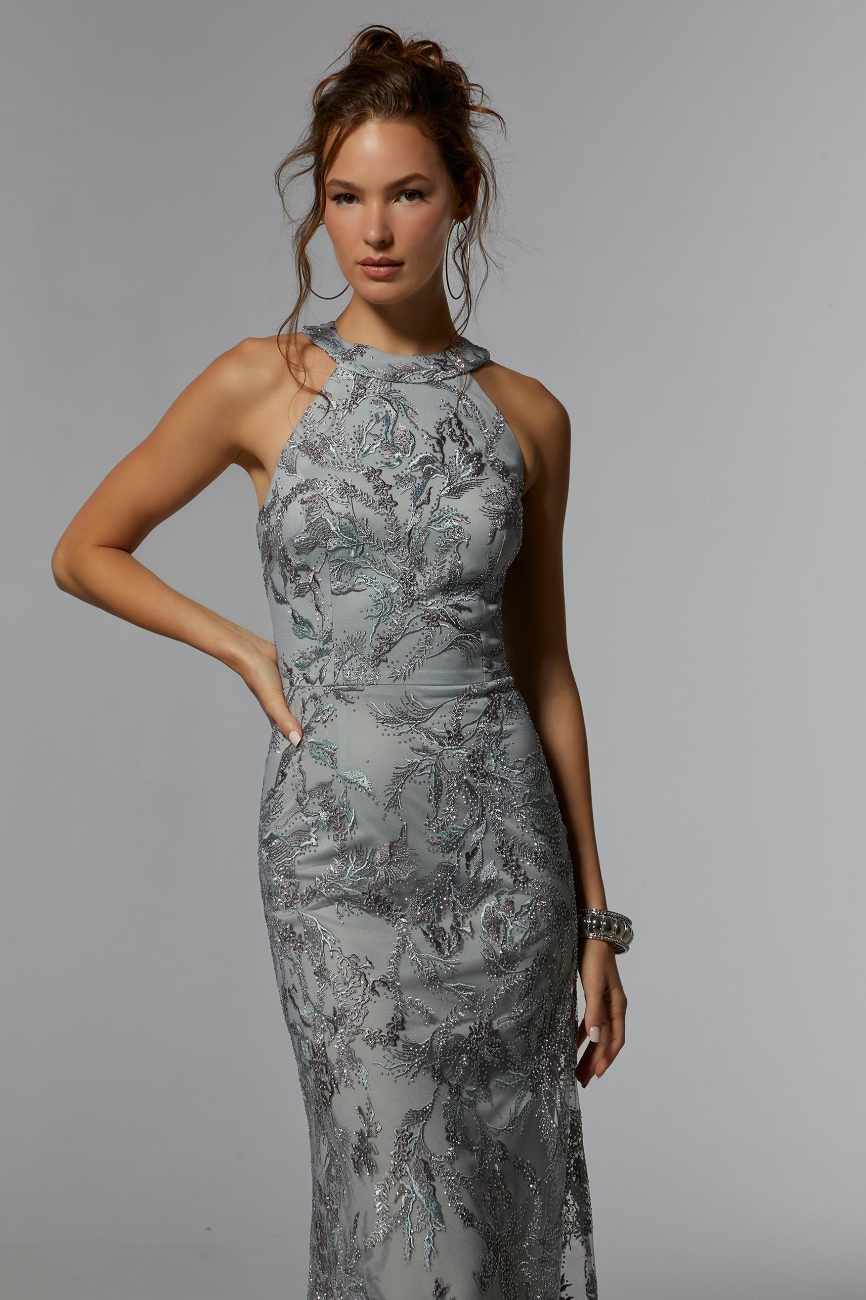 Morilee 72939 Evening Gown with Embroidered Net and Illusion Back