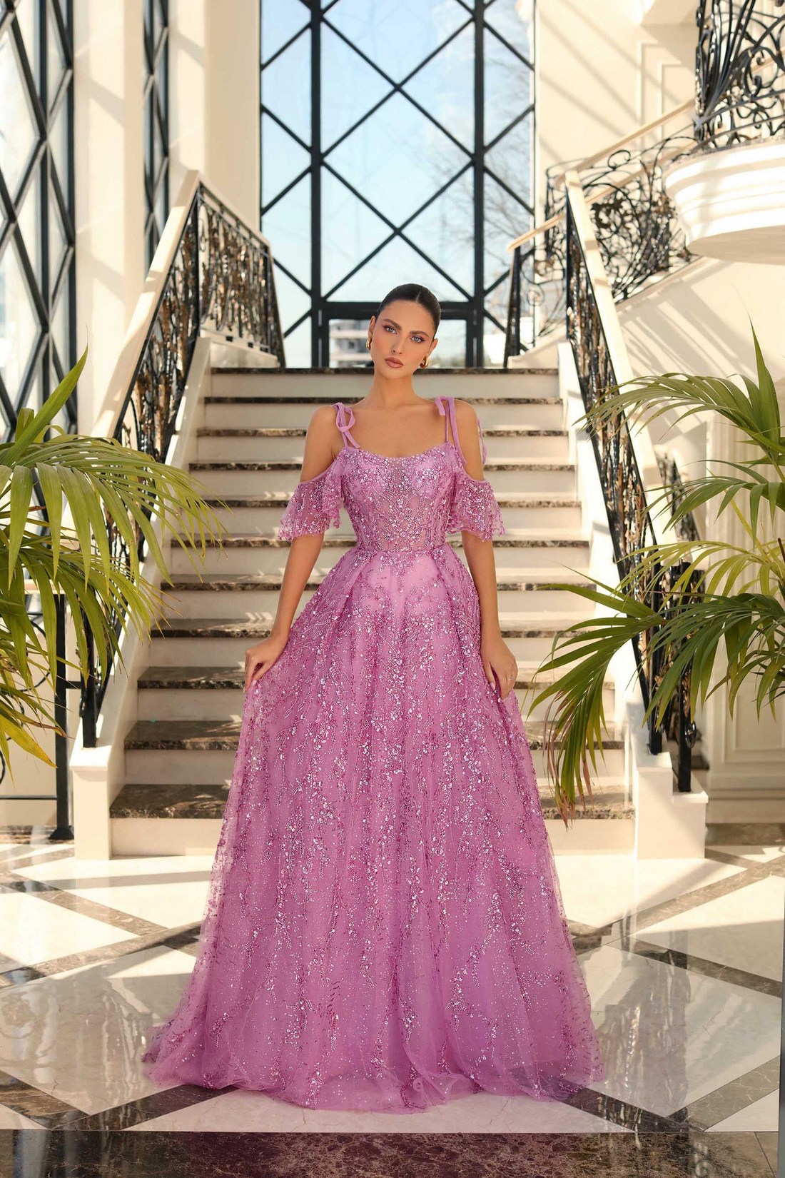 Nicoletta LUX003 – Beaded A-Line Evening Gown