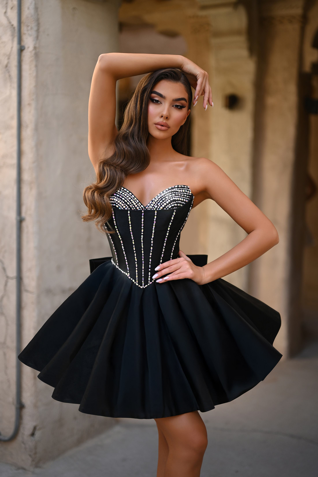 Portia & Scarlett PS25706 – Portia & Scarlett PS25706 Satin Mini Dress
