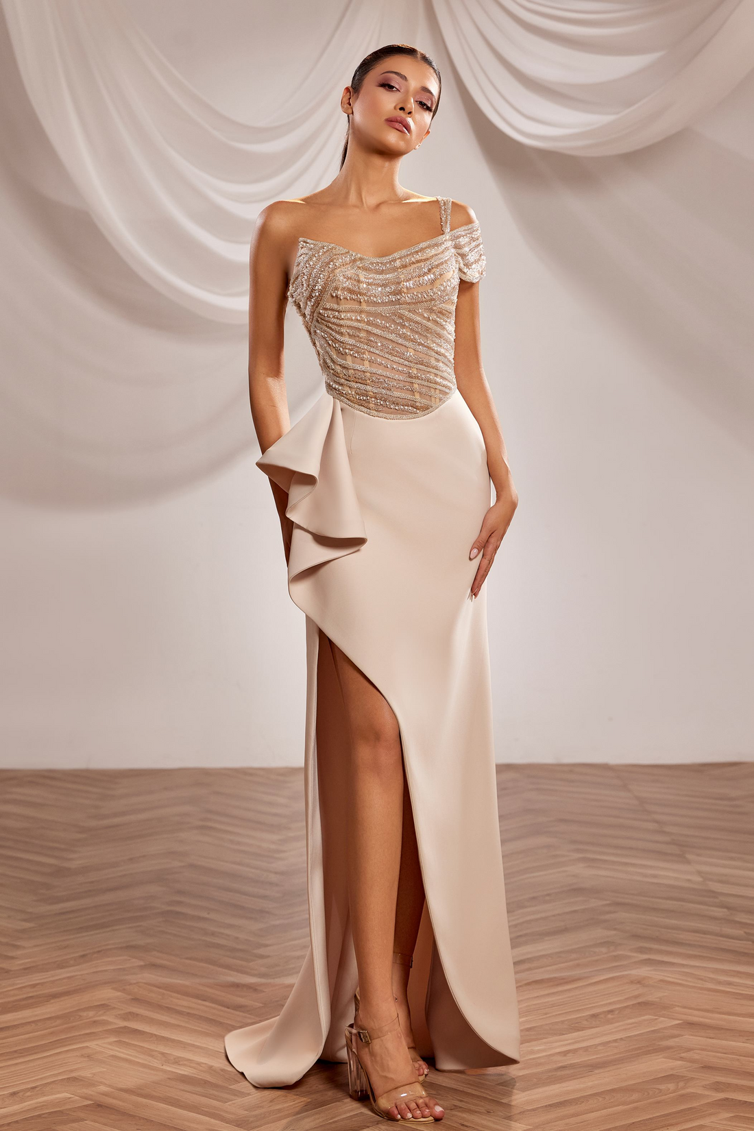 Reverie Couture SS235 – Luxe Off-Shoulder Dress