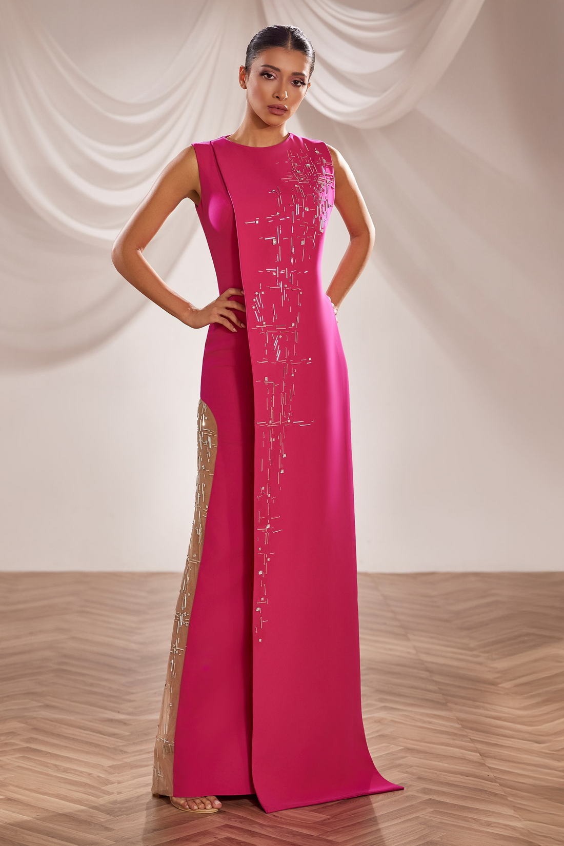 Reverie Couture SS252 – Embroidered Crepe Dress
