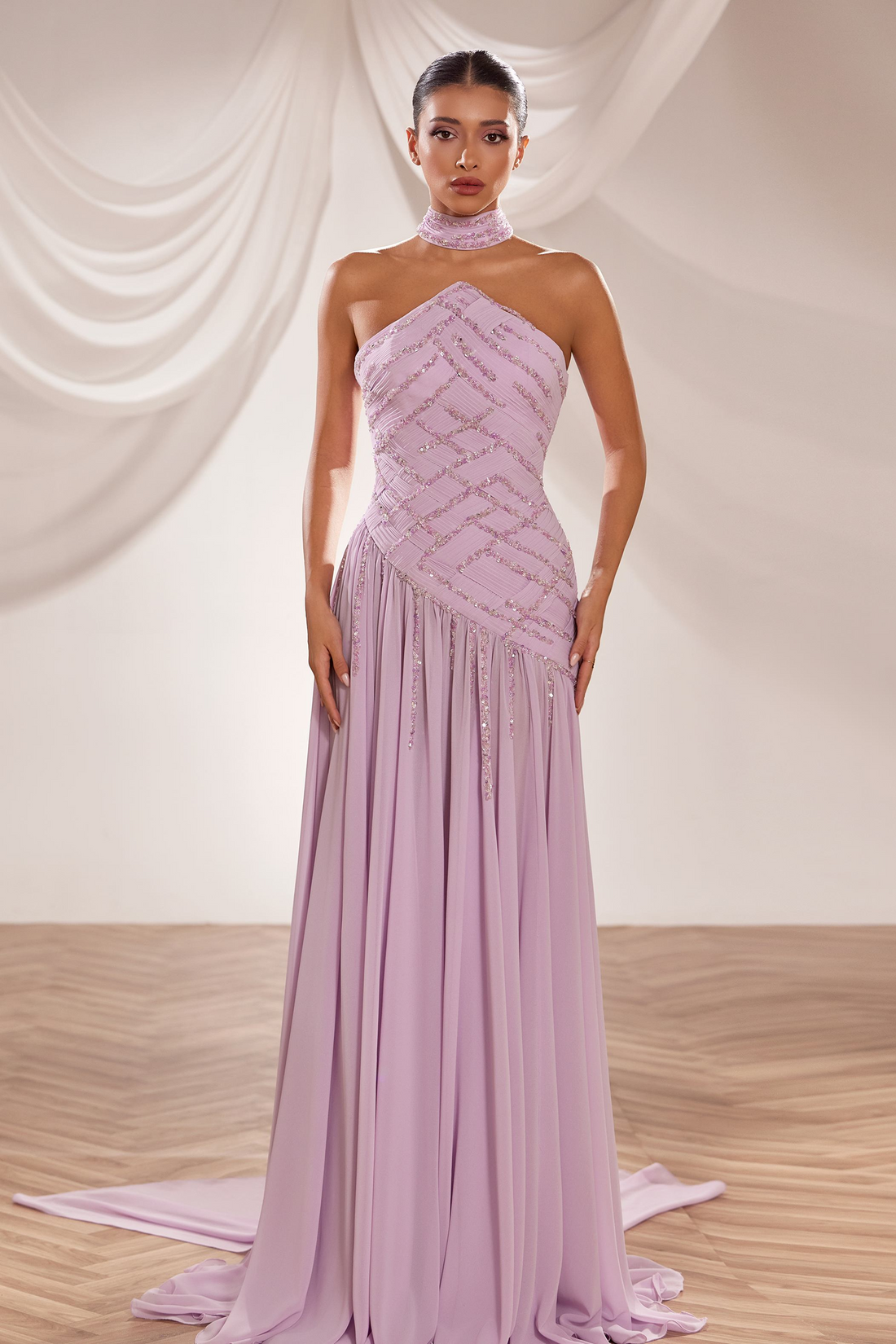 Reverie Couture SS258 – Exquisite Chiffon A-Line Dress
