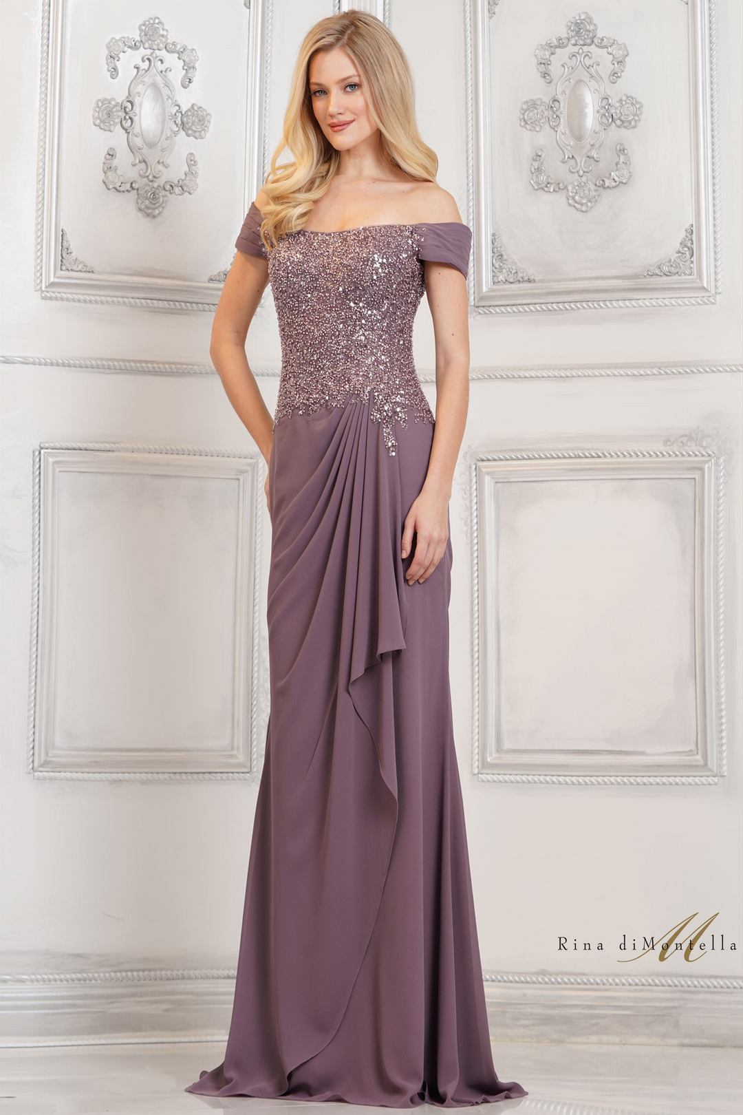Rina Di Montella RD3128 Chiffon Column Dress – Mydressline