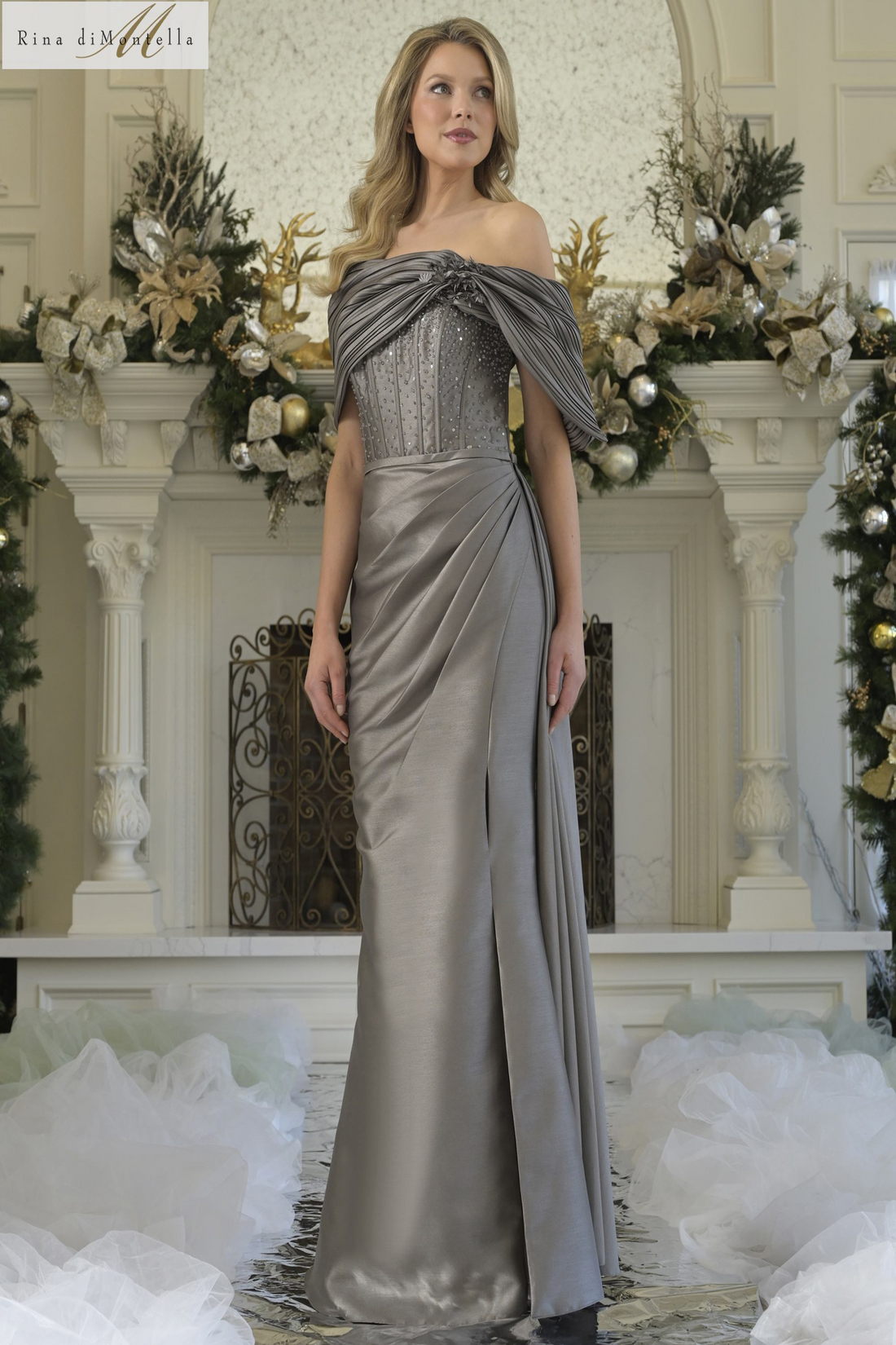 رينا دي مونتيلا RD3309 – Satin Off-Shoulder Gown