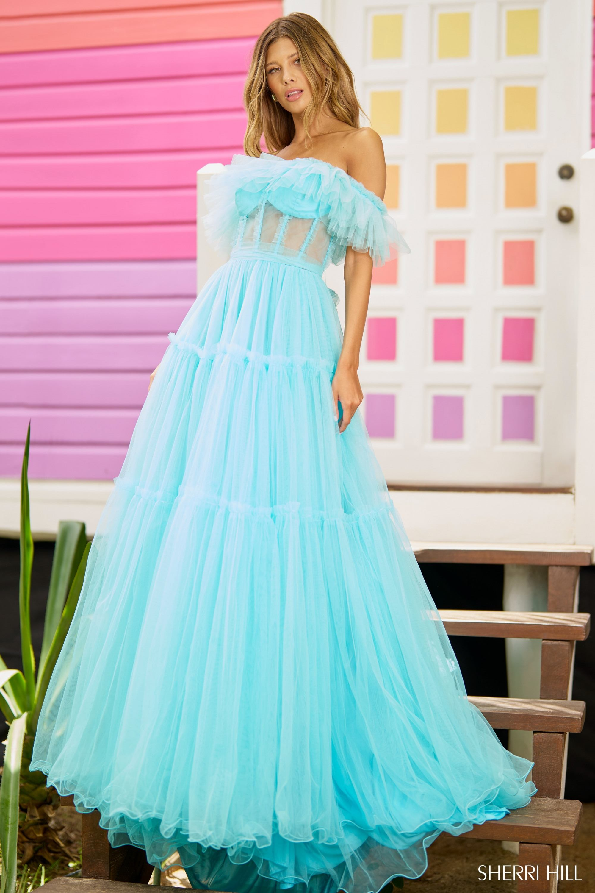 Sherri Hill 56068 A-Line Tulle Evening Gown – Mydressline