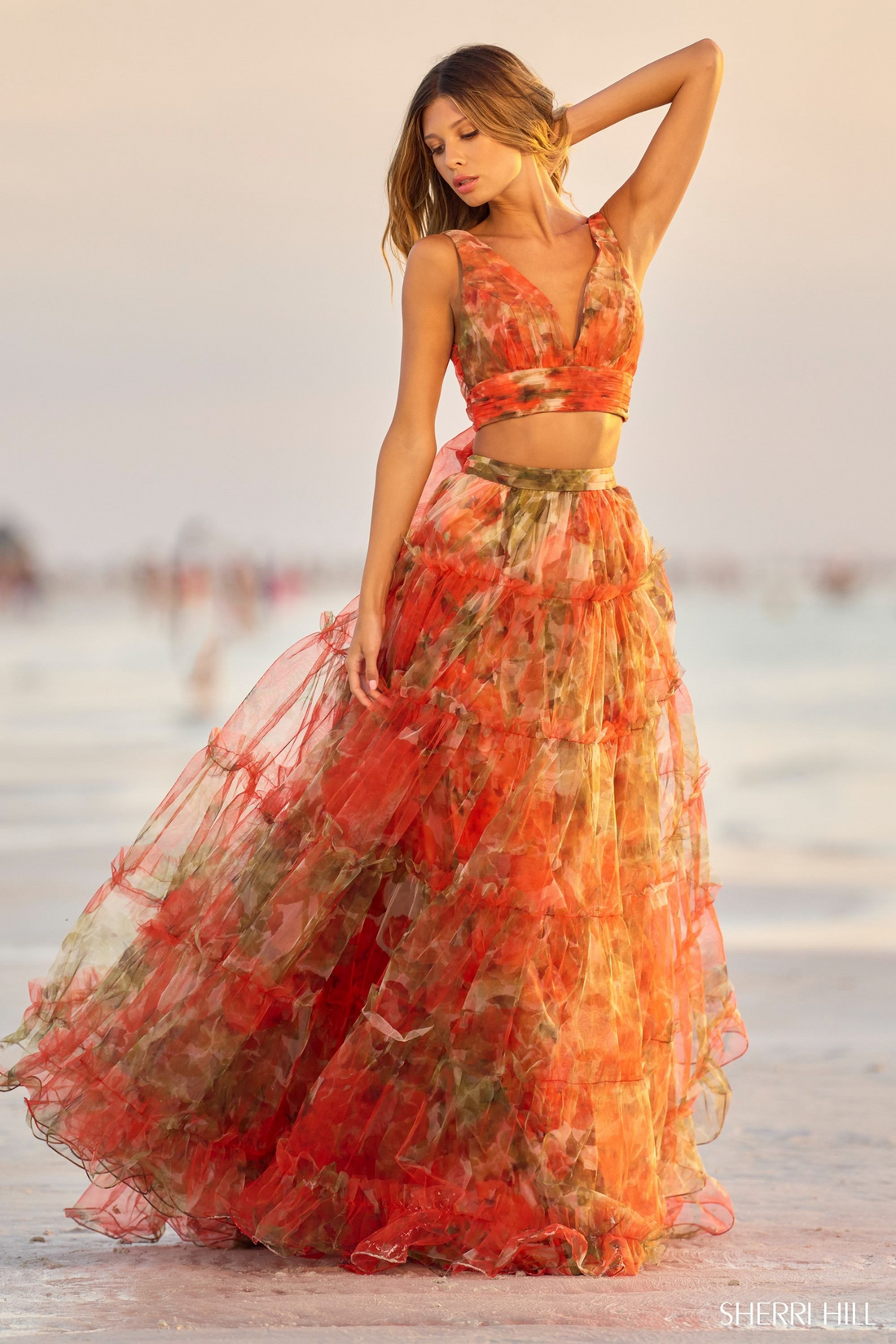 Sherri Hill 56151 – Gown: Floral Appliques & Tulle Design