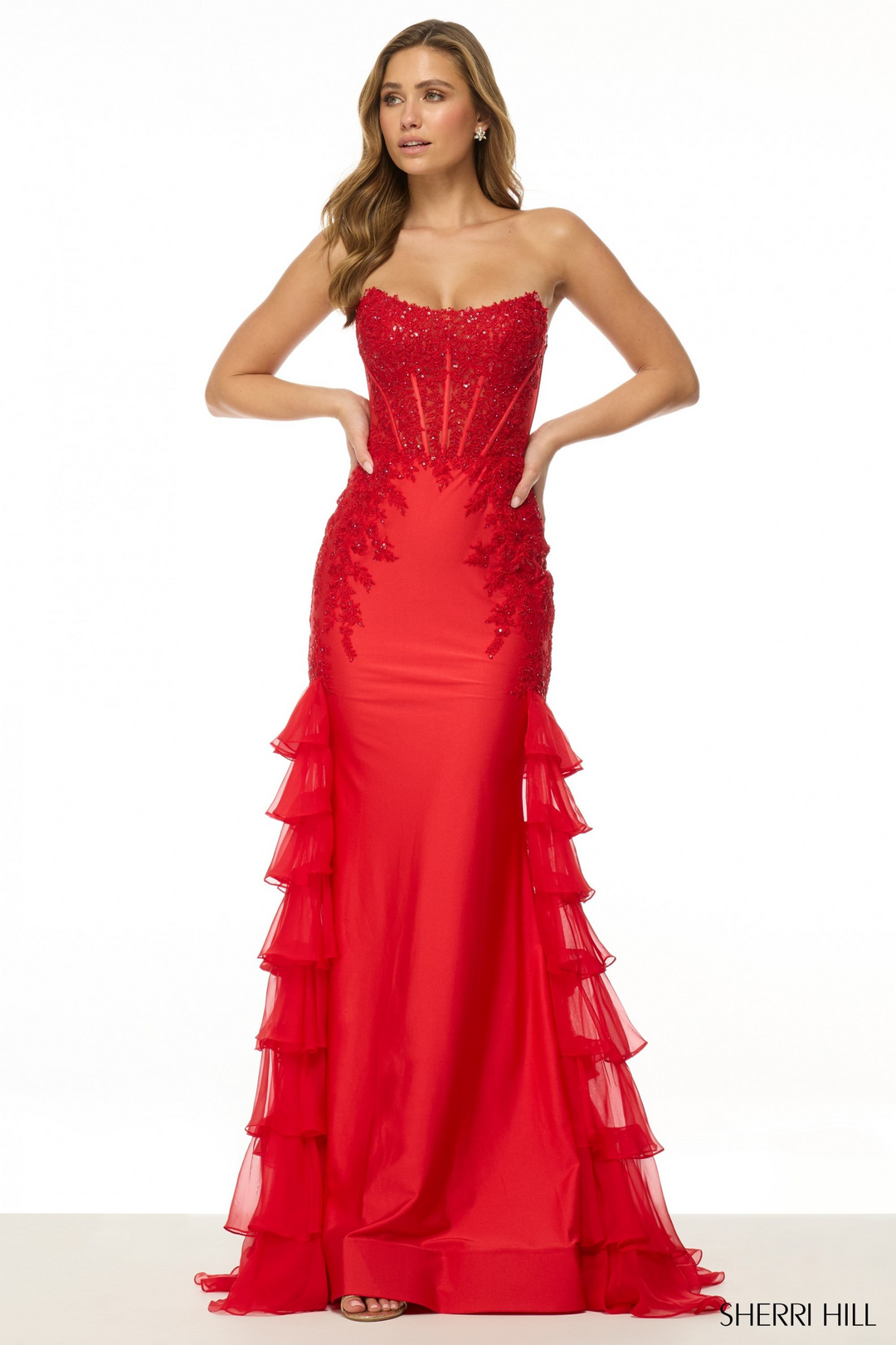 Sherri Hill 56944: Luxe Fitted Gown with Corset Detail – Mydressline