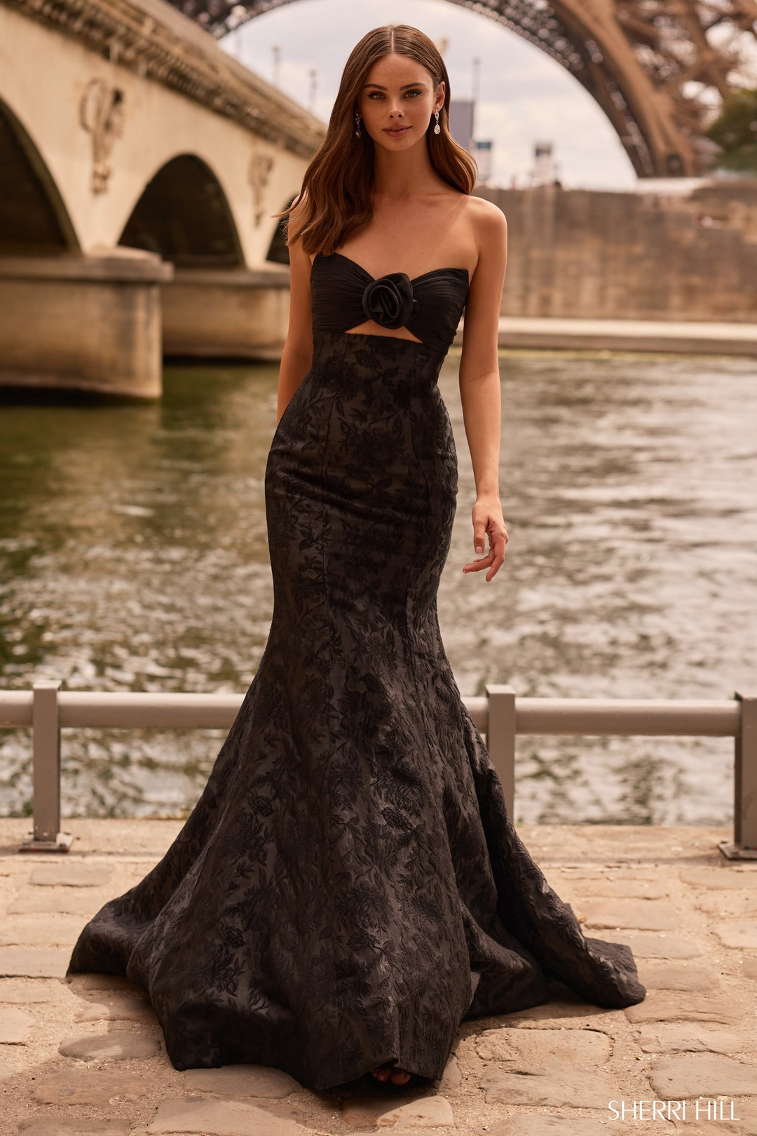 Sherri Hill 57792 Satin Mermaid Gown with Beading Mydressline Sherri Hill 57792 Satin Mermaid Gown with Beading Mydressline