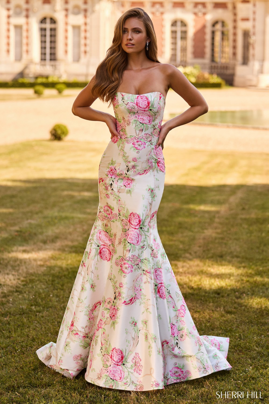 floral mermaid dress Dahlia Pink Lace Gown (Archive Sale) and lace Embellished Floral Gown with Sweetheart