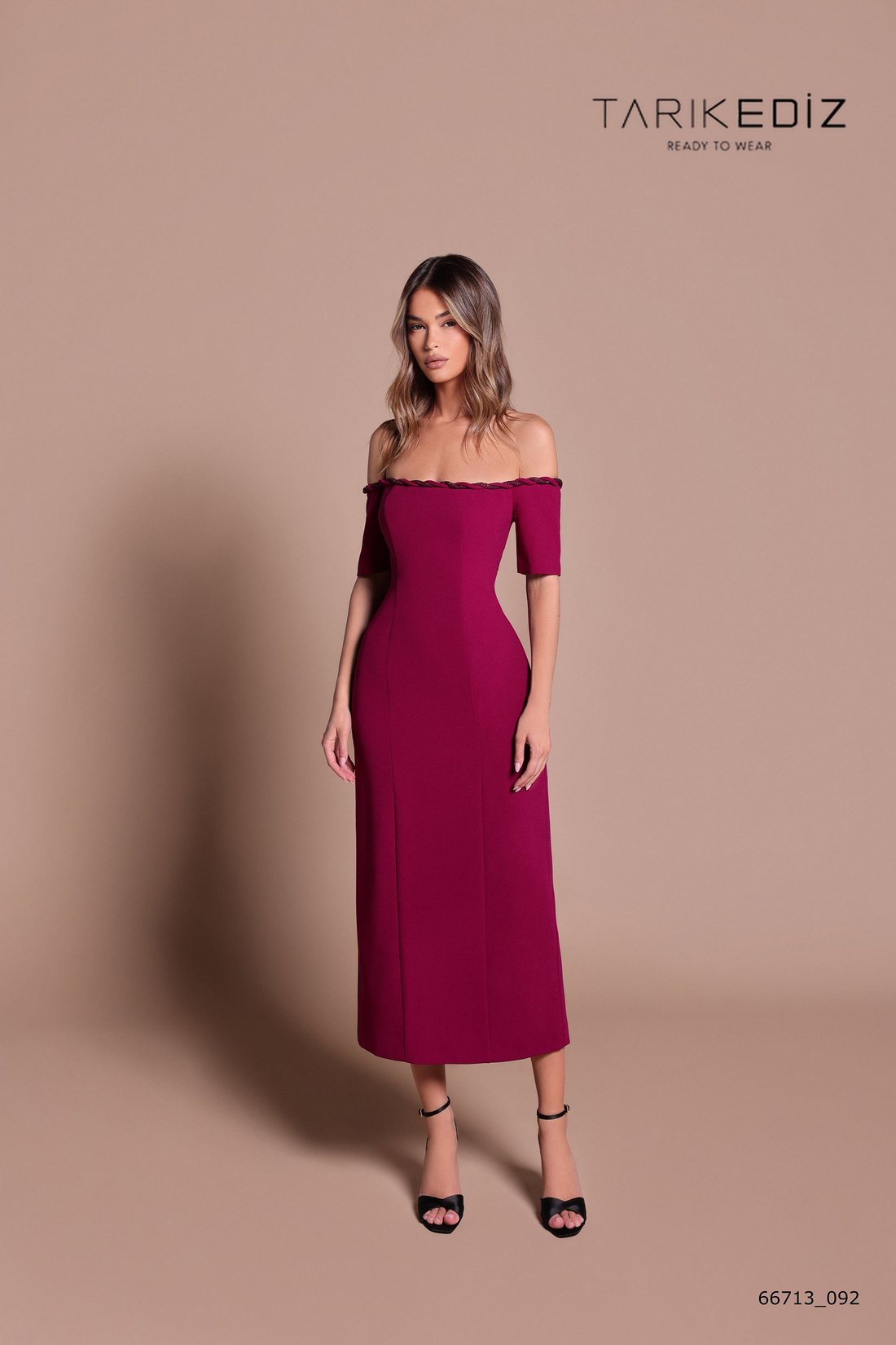 Tarik Ediz 66713 – Elegant   Off-Shoulder Gown