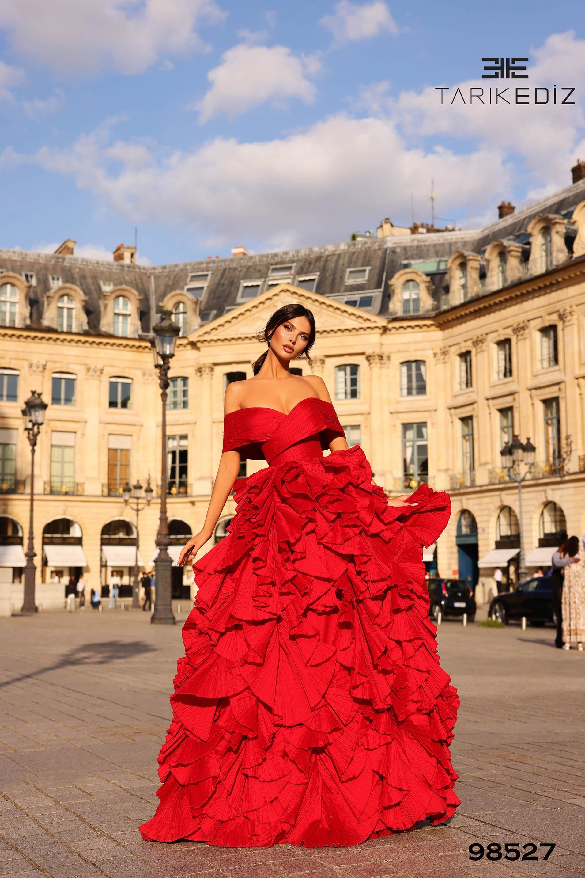 Tarik Ediz 98527 Tafetta Dress: Timeless Elegance