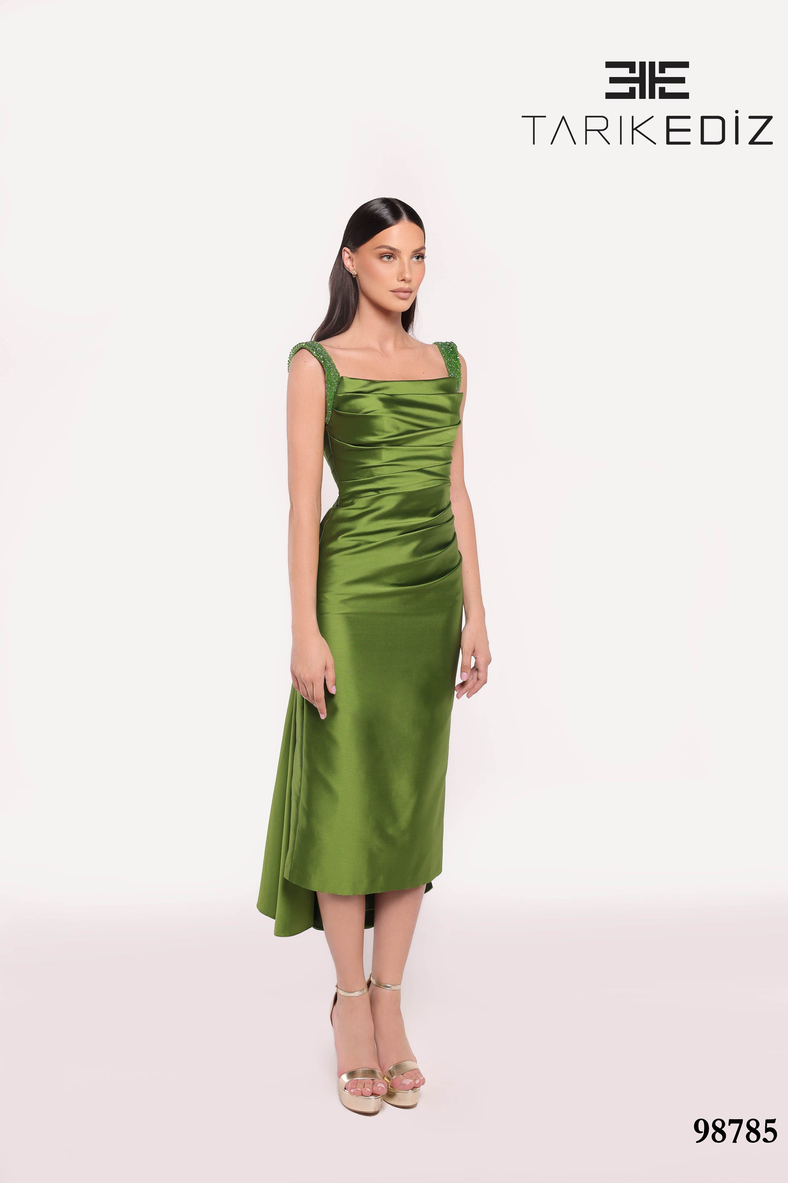 Tarik Ediz 98785 Midi Cocktail Dress in Taffeta – Mydressline