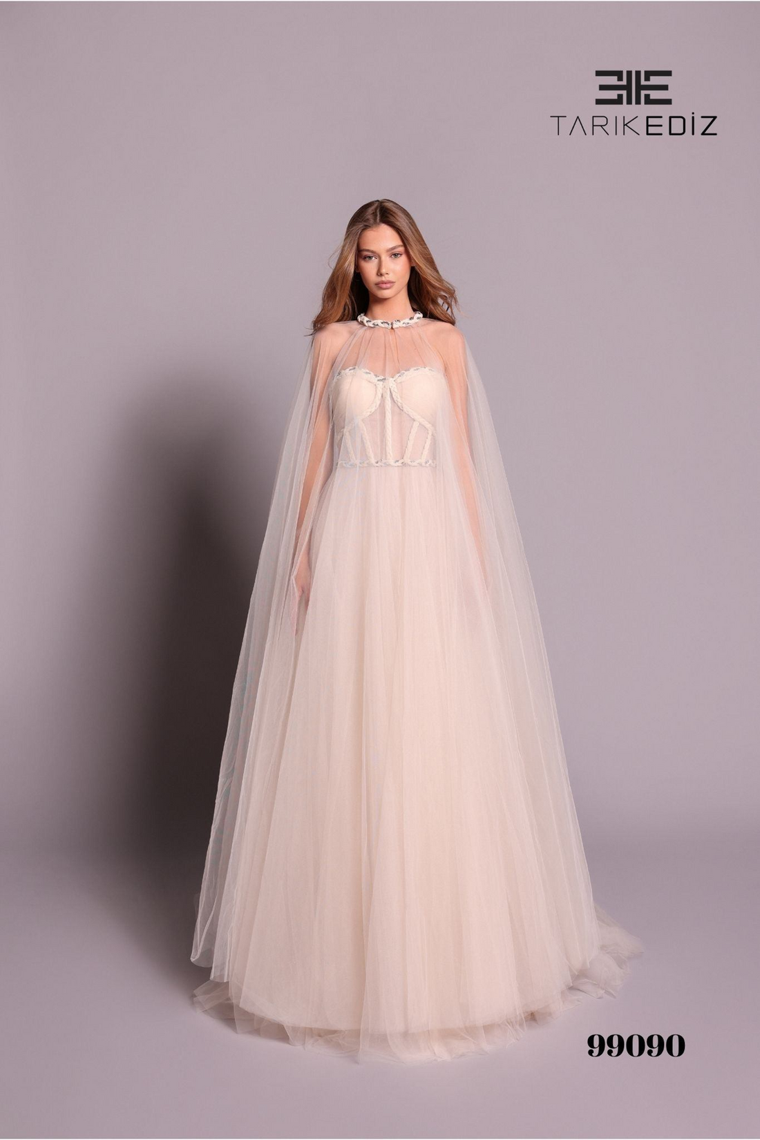 طارق إدز 99090 – 99090 Tulle Ball Gown for Stunning Events