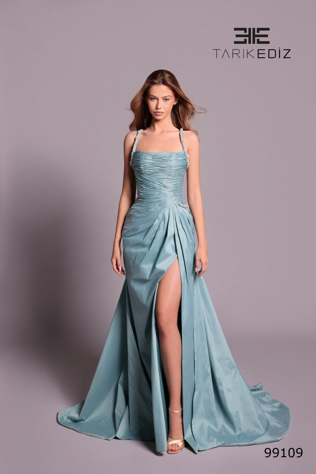 Tarik Ediz 99109 – Long Gown with Dramatic Overskirt