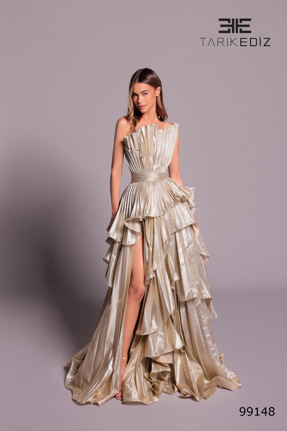 Tarik Ediz 99148 A-Line Metallic Evening Dress – Mydressline