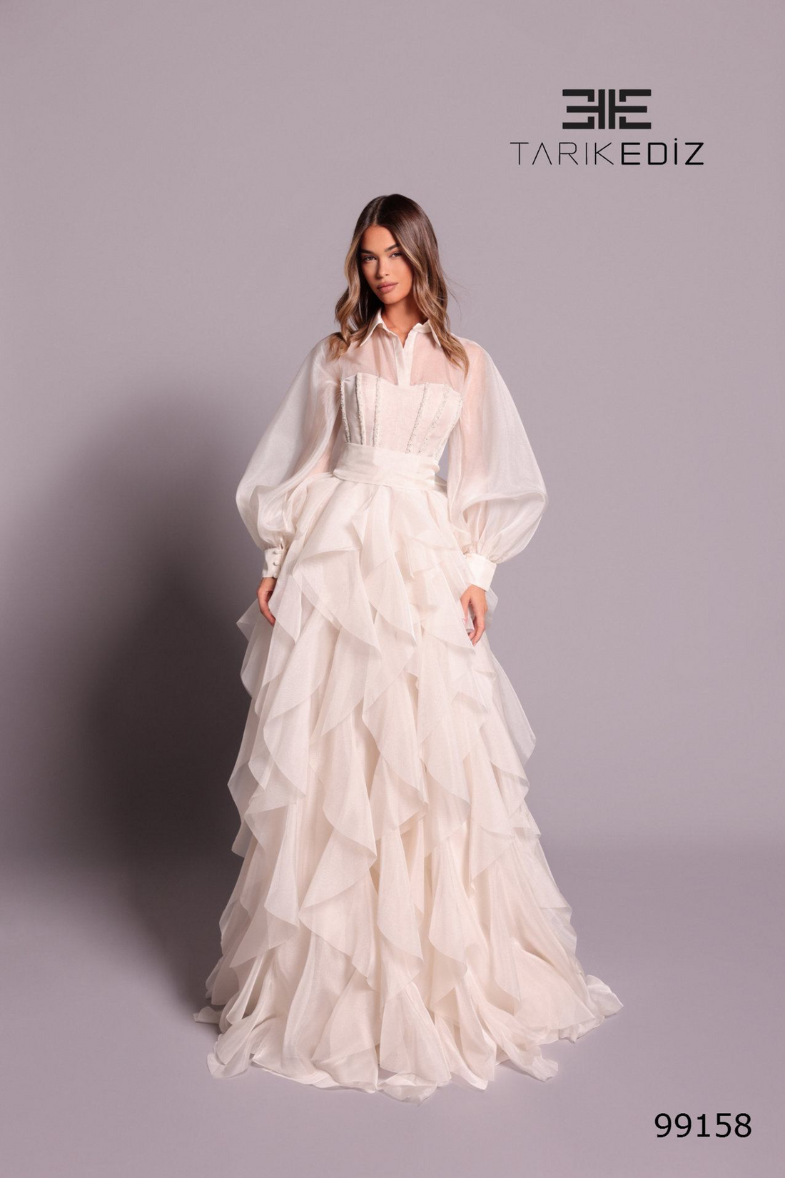 Tarik Ediz 99158 – A-Line Organza Dress with Ruffles