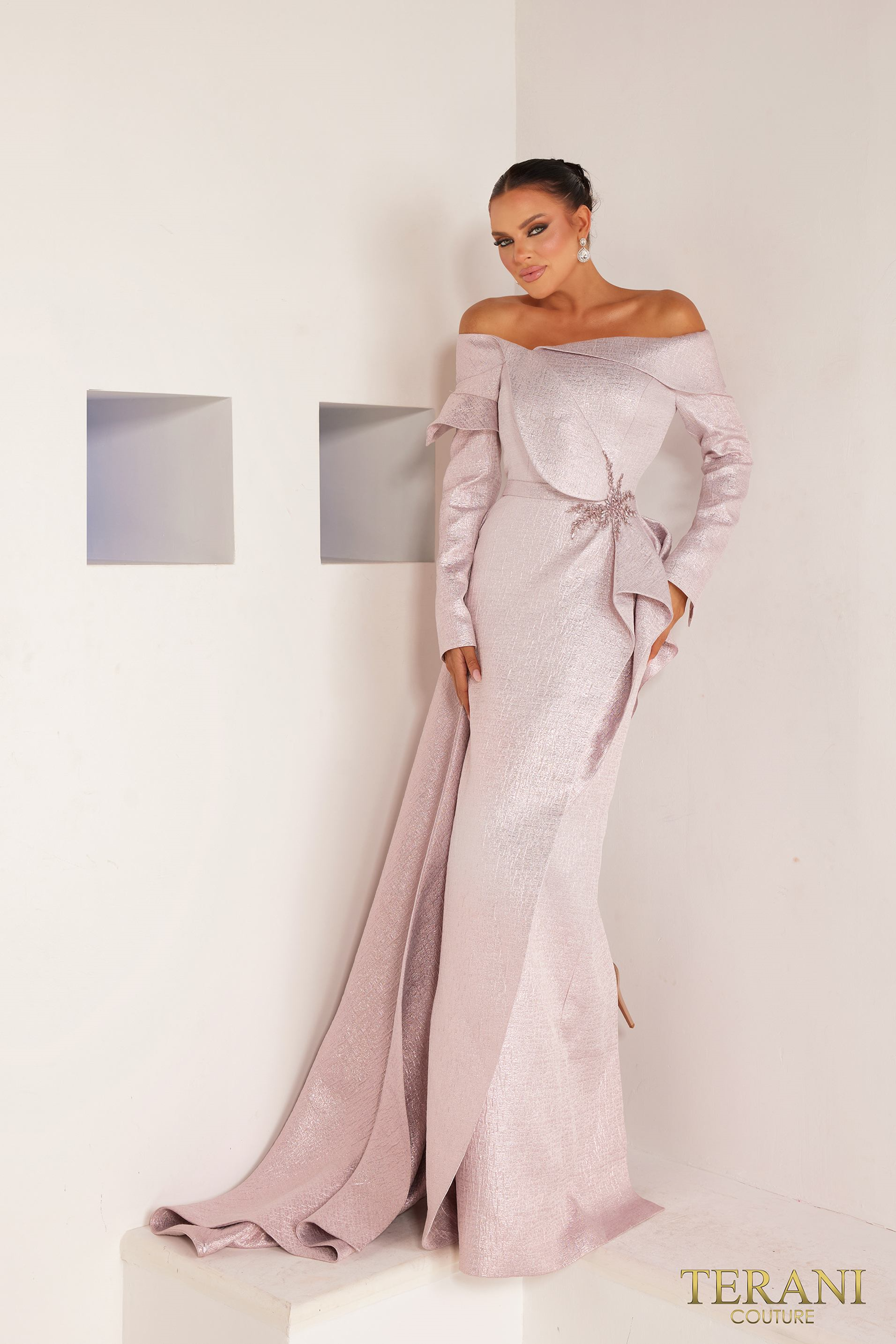 Terani Couture 241M2743 Off-Shoulder Evening Dress – Mydressline