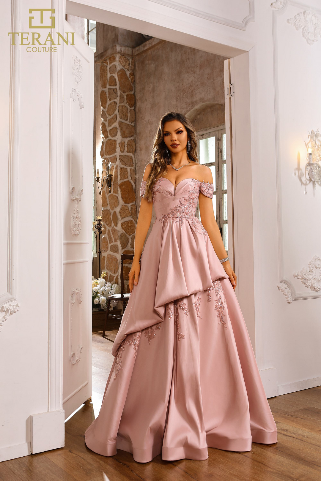 Terani Couture Ball Gown 251M4062 - Satin Elegance Mydressline Terani Couture Ball Gown 251M4062 - Satin Elegance Mydressline