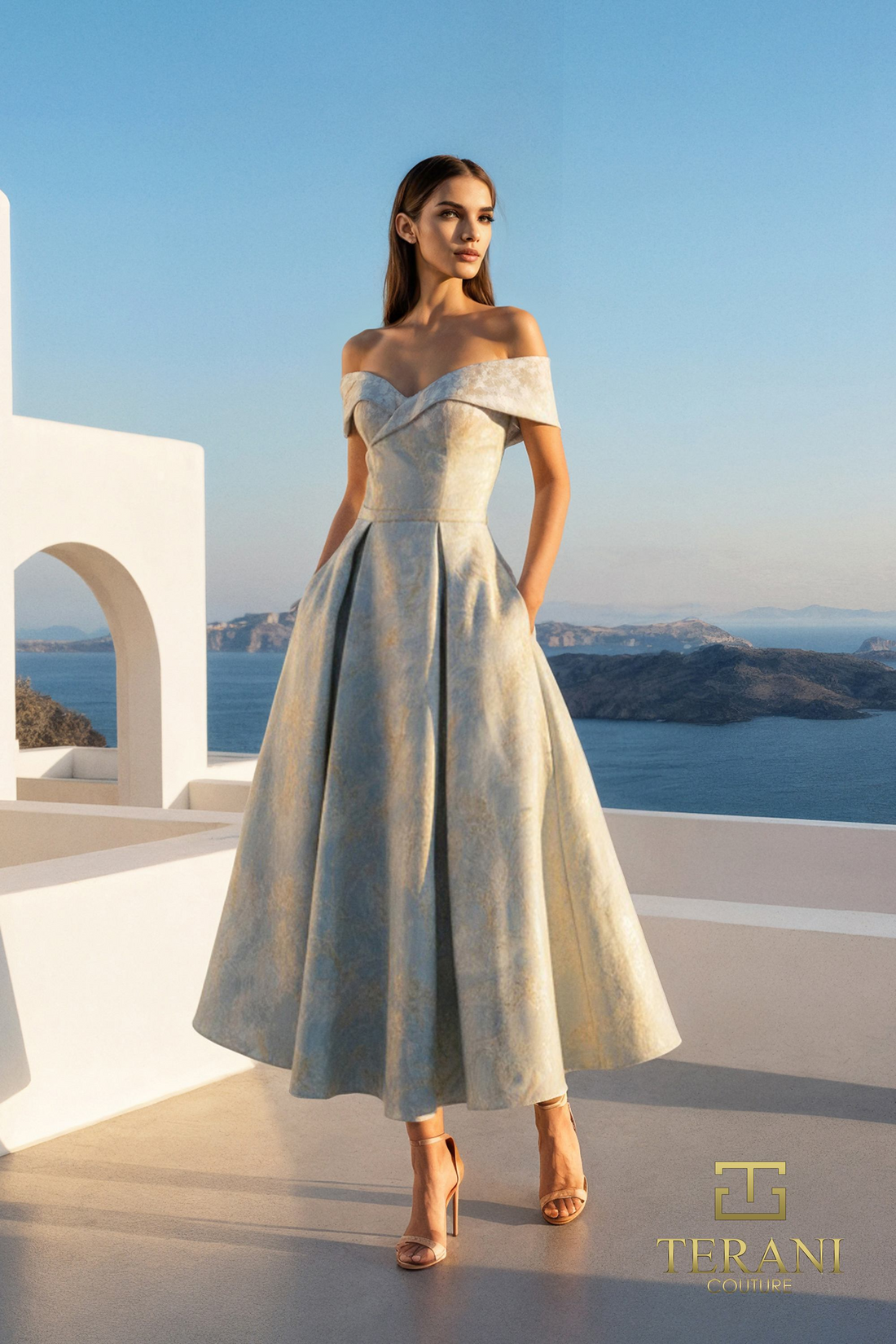 Terani Couture 261C6515 – Luxe Off-Shoulder Dress