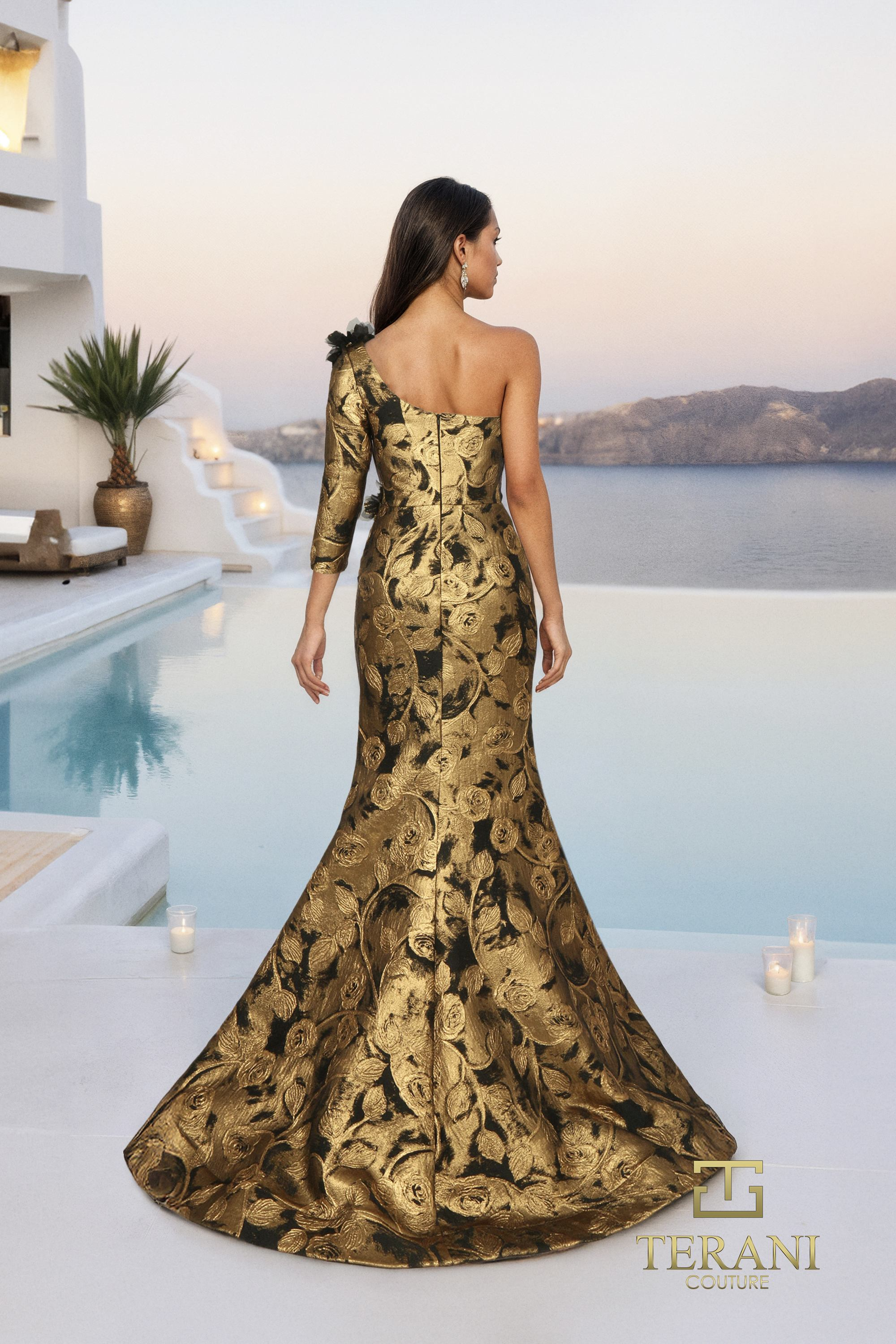 Terani Couture 261E6275 Black Gold Trumpet Gown – Mydressline