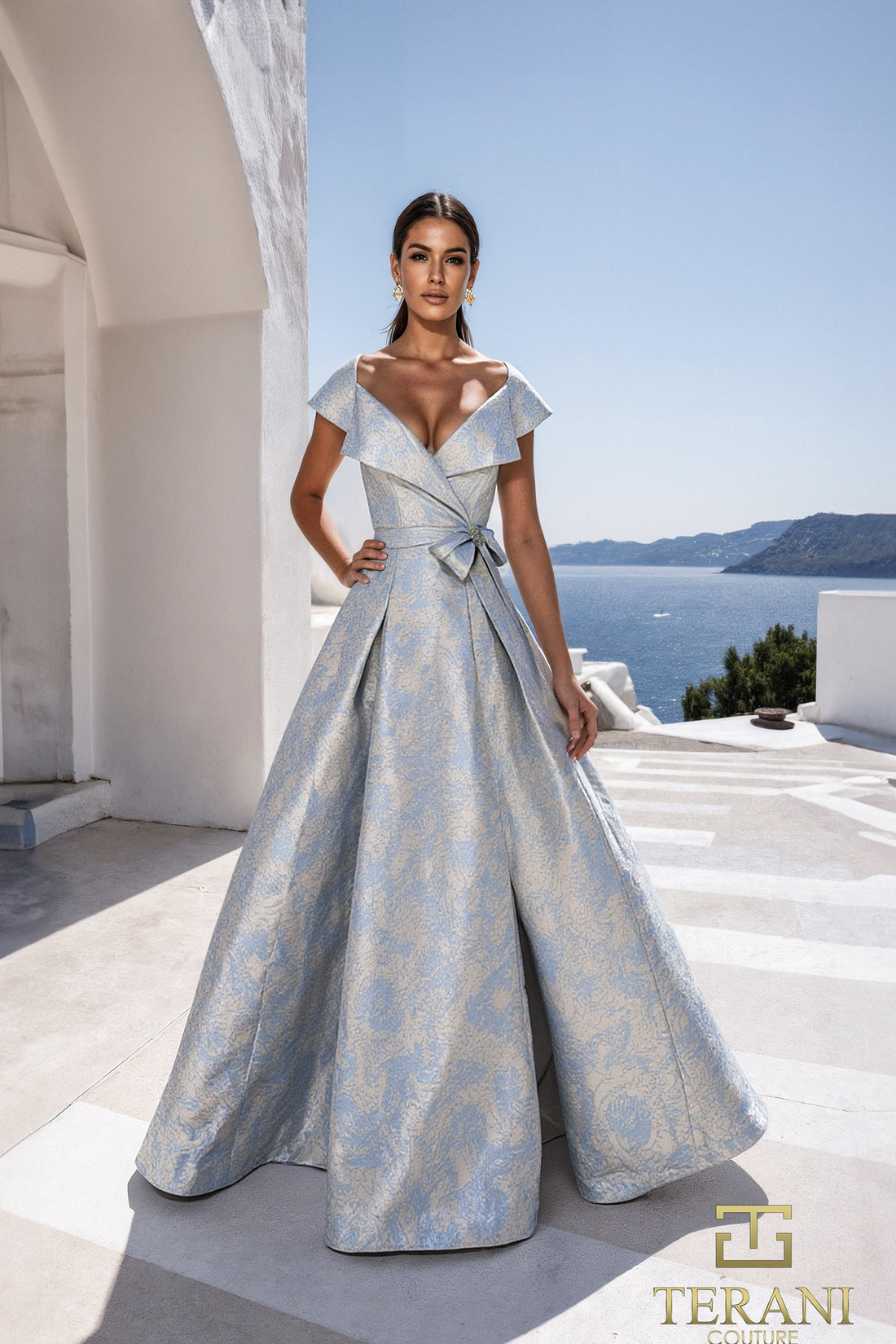 Terani Couture 261M6443 – A-Line Gown: Sophisticated Jacquard Design