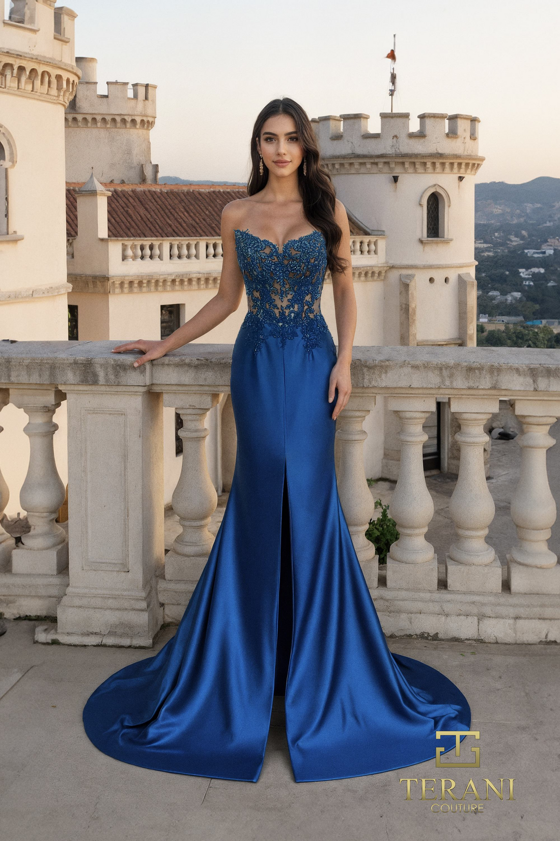 Terani Couture 261P6109 – Mermaid Gown in Peacock Elegance