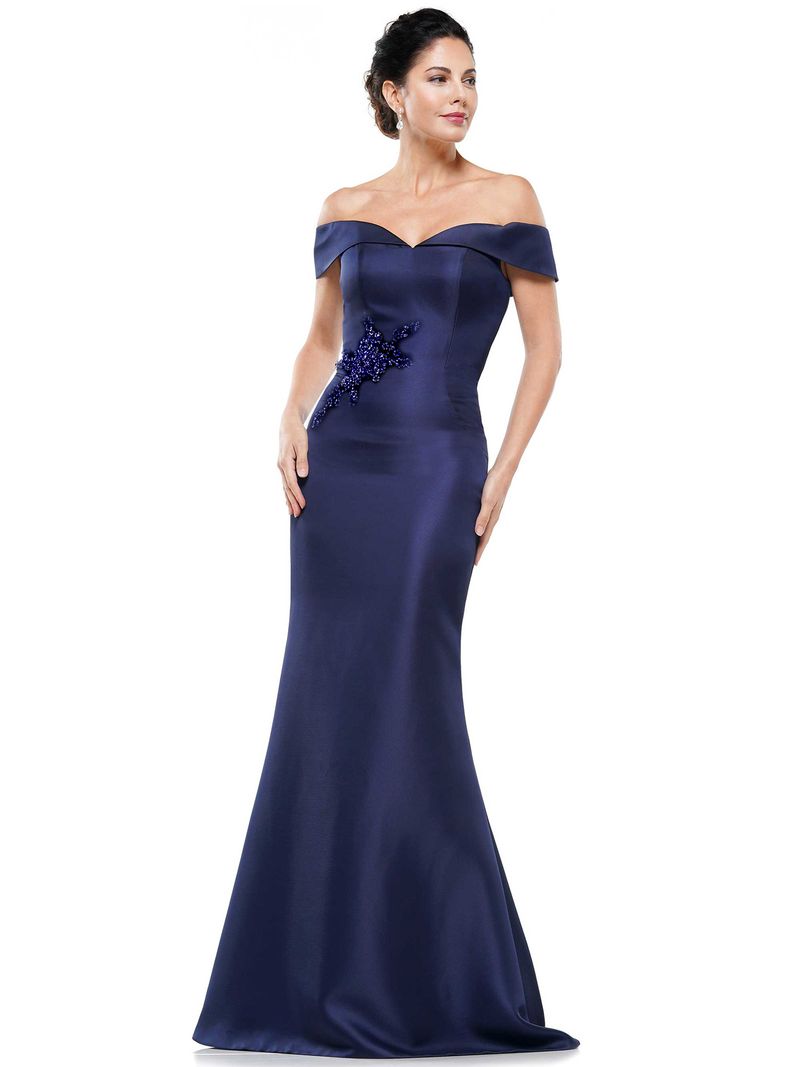 Marsoni MV1003 – Satin Off-Shoulder Evening Dress
