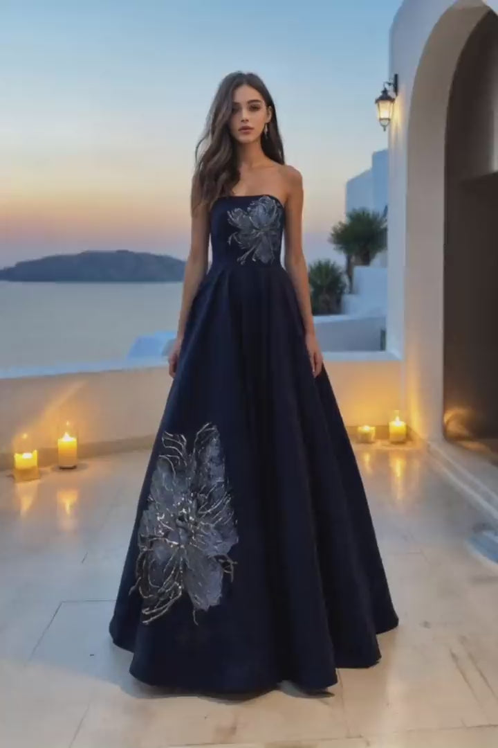 Navy Satin Ballgown 261E6544 by Terani Couture – Mydressline