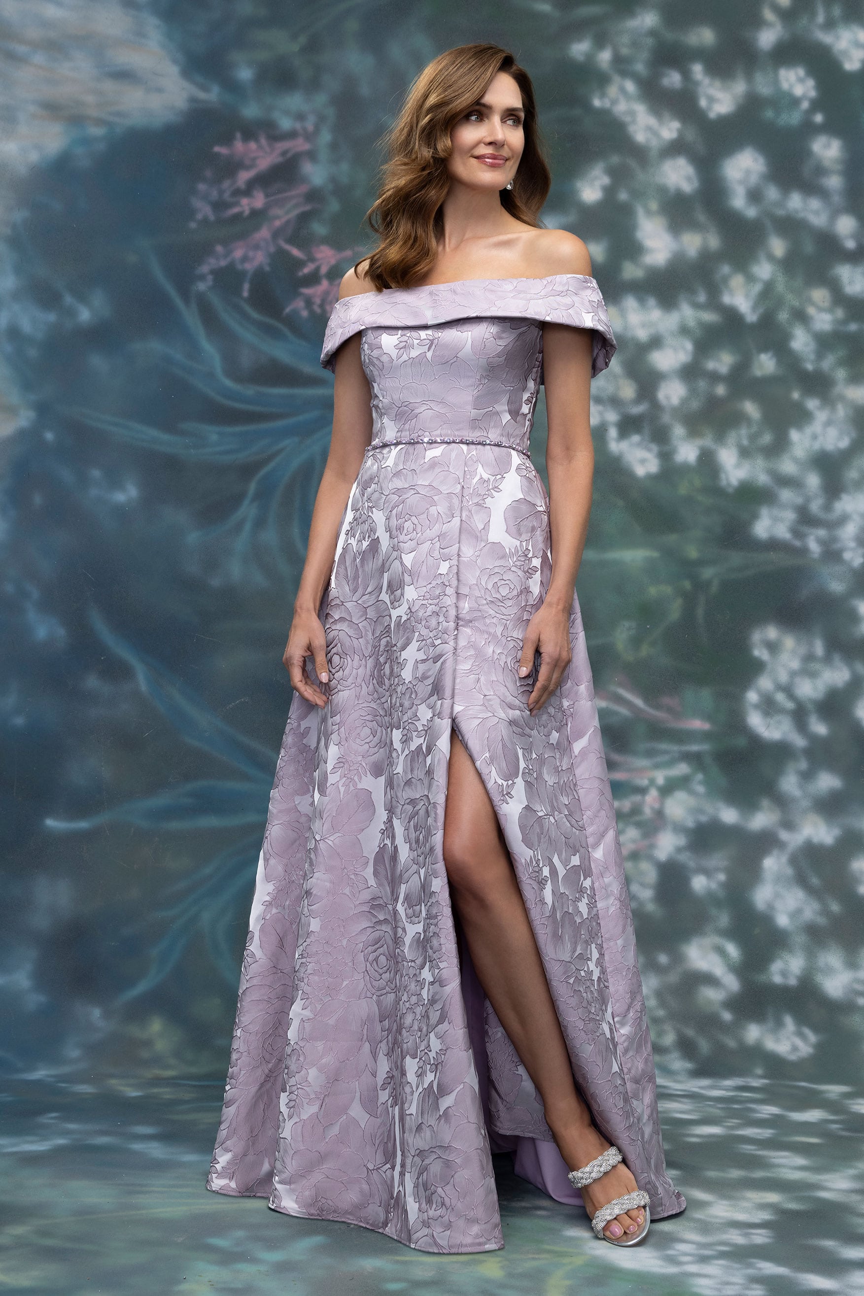 スーツ・フォーマル・ドレス Arobe  Flake Embroidery Tired Dress Morilee 2070029 Off-Shoulder Satin Evening Gown – Mydressline