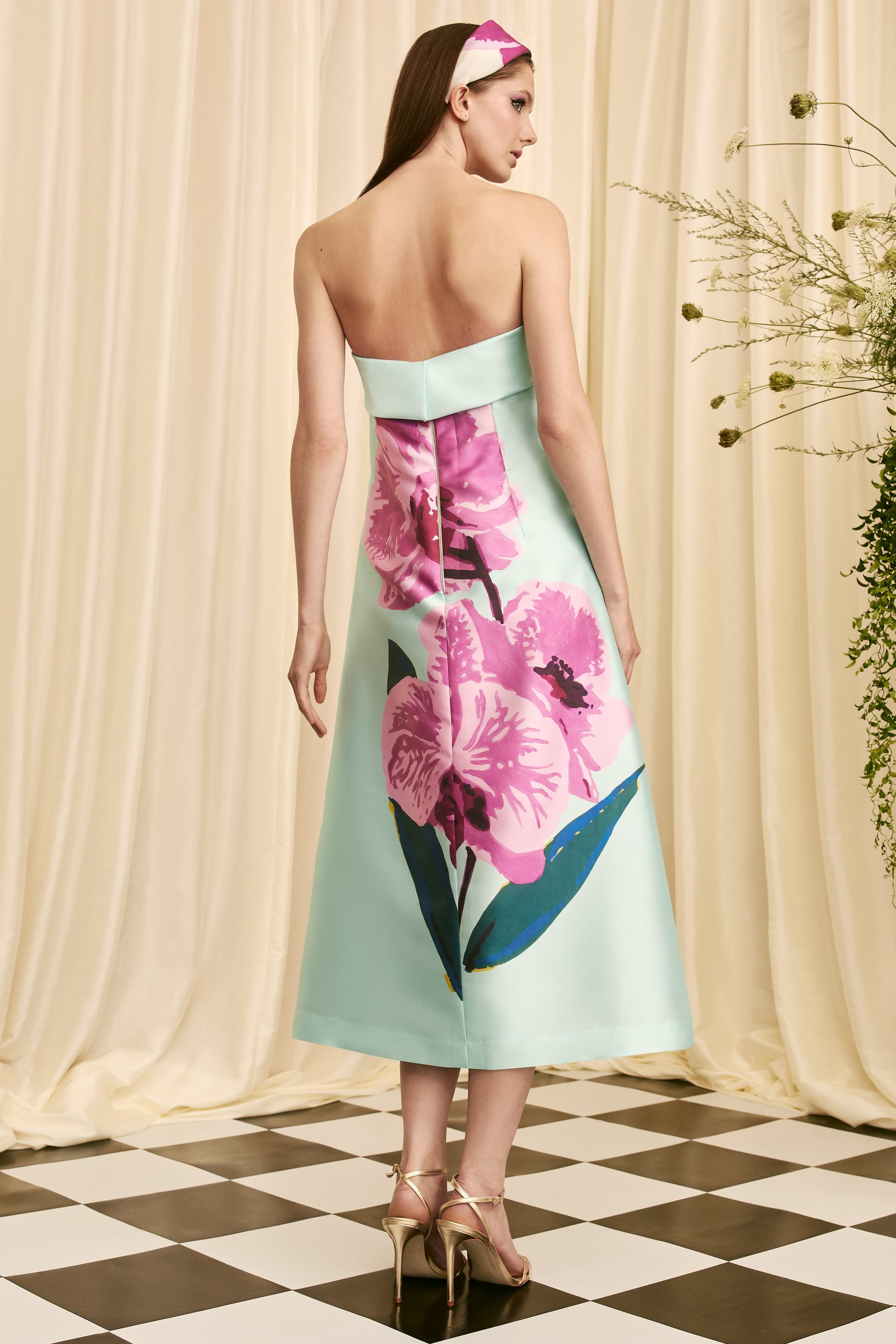 Audrey+Brooks 7045 Satin Floral Midi Dress – Mydressline