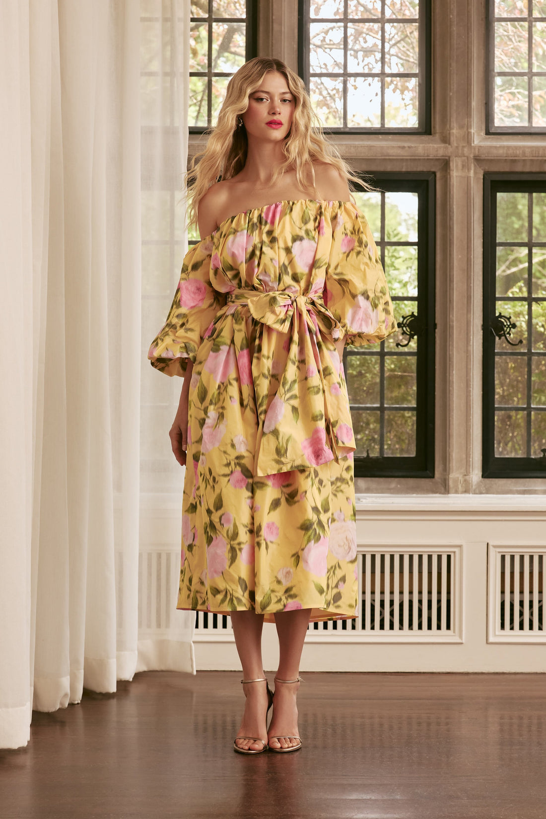 Frascara 5068 – Silk Off-Shoulder Midi Dress