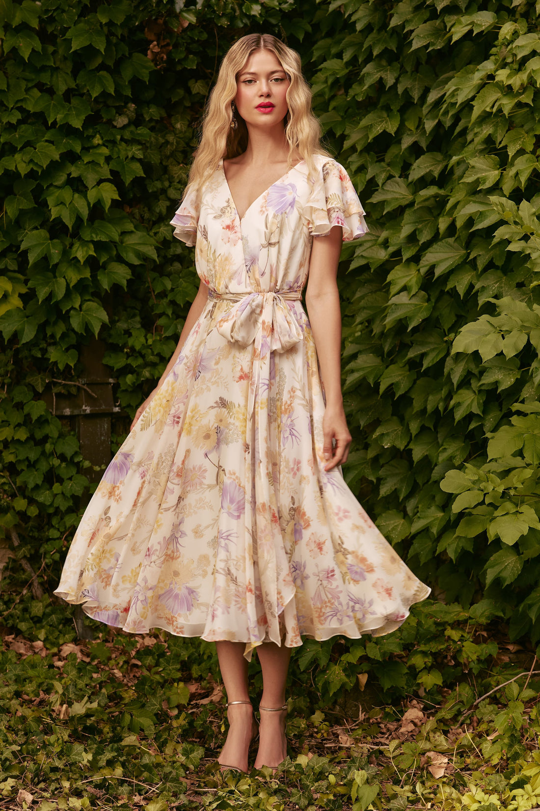 Frascara 5073 – Elegant Midi Dress in Silk Chiffon