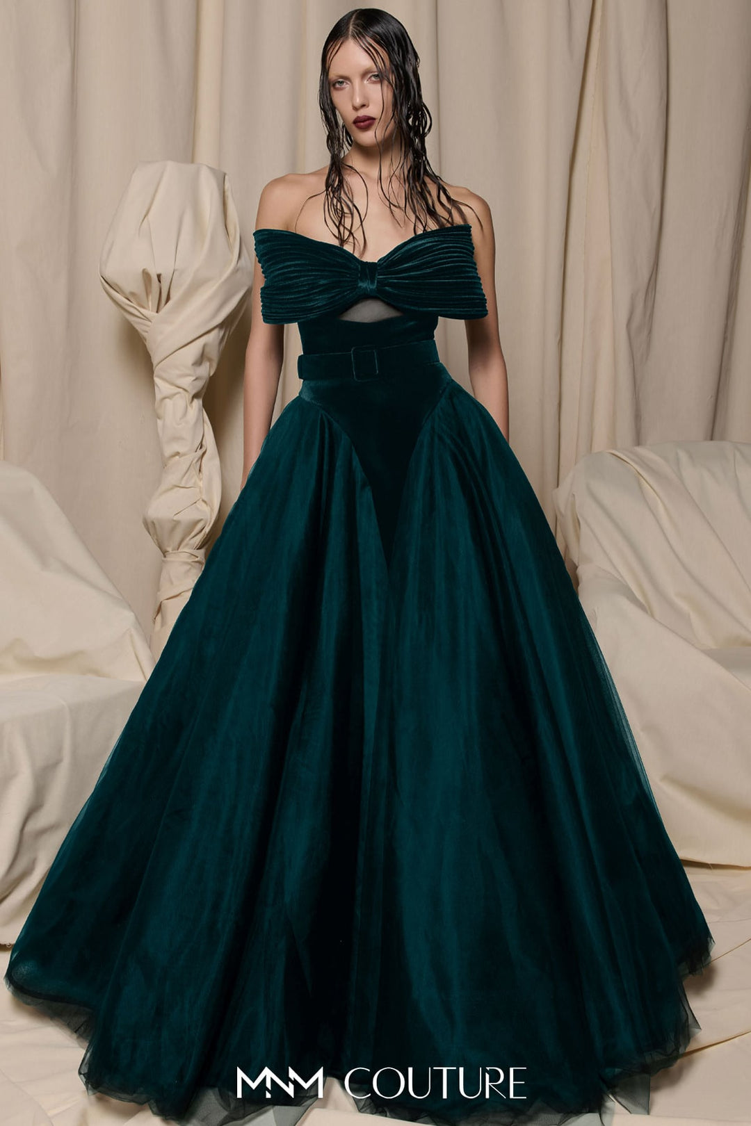 MNM Couture N0713 Strapless Velvet Ball Gown Mydressline MNM Couture N0713 Strapless Velvet Ball Gown Mydressline