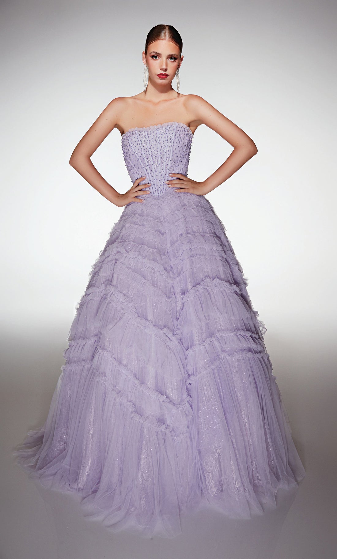 أليس 62208 – 62208 Strapless Ball Gown with Ruffles