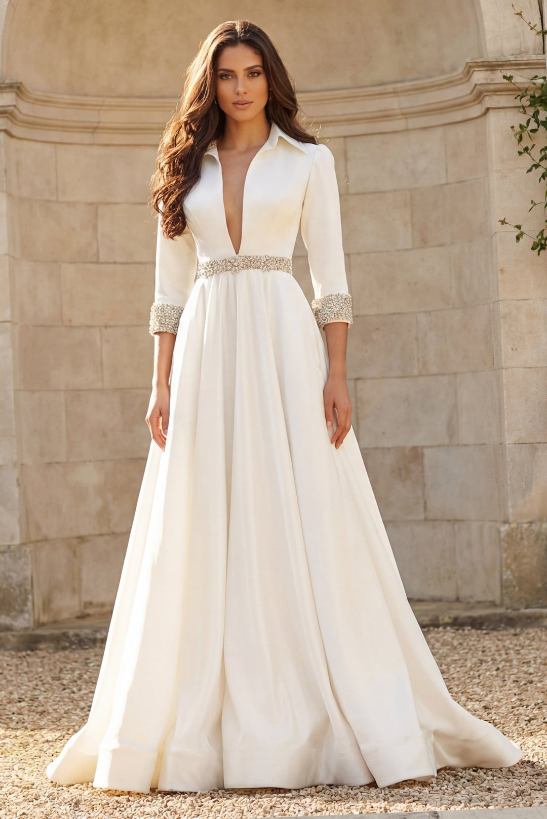Jovani S61342 Satin & Silk Long Sleeve Evening Gown Jovani S61342 Satin & Silk Long Sleeve Evening Gown