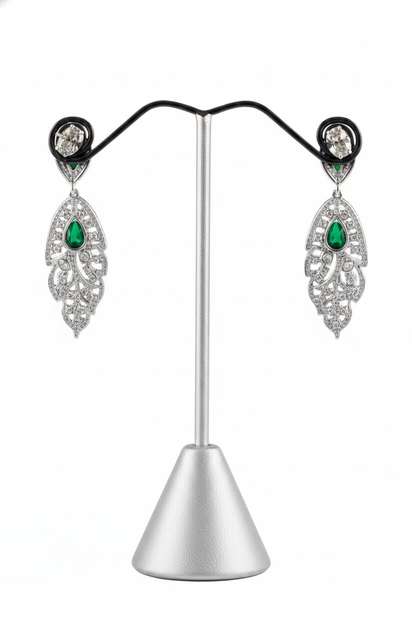 Iness INE039 – Metallic Gemstone Earrings - Glamour