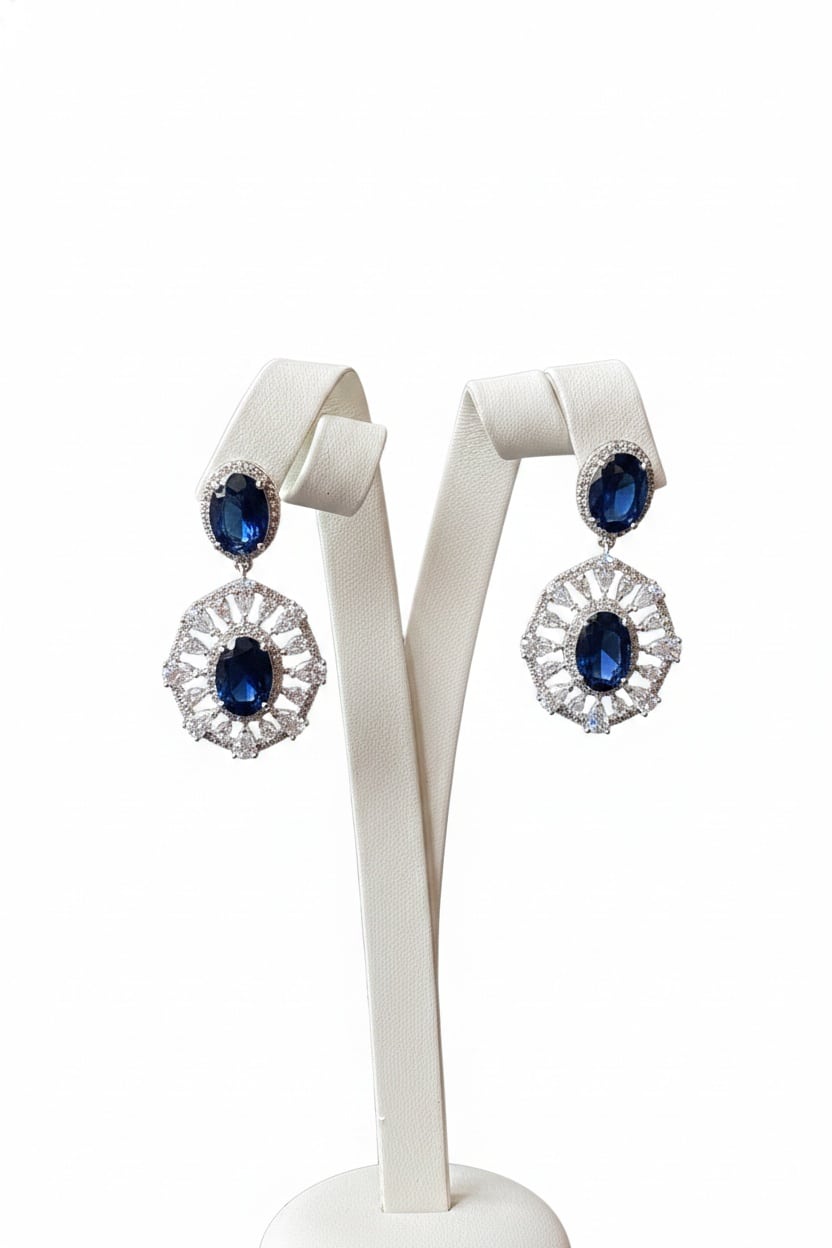 Iness INE040 – Metallic Evening Earrings with Rhinestones