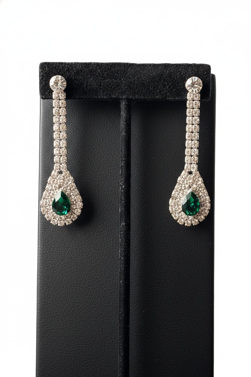 Iness INE041 – Beaded Evening Earrings with Rhinestones