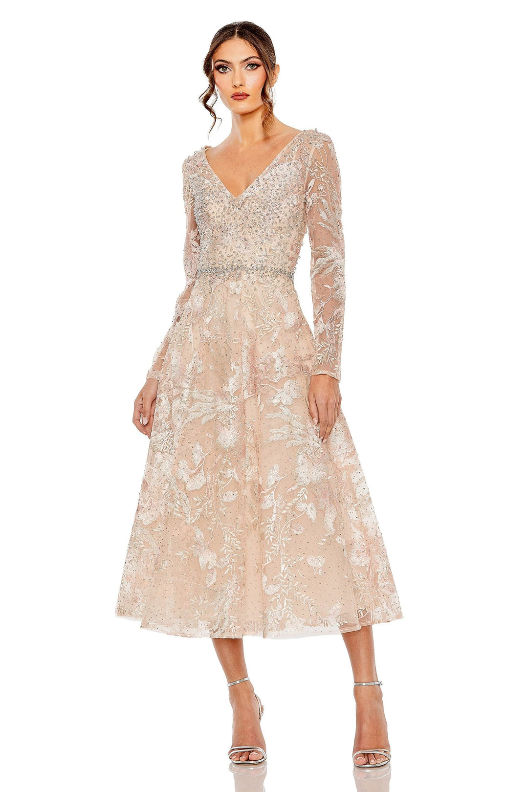 Mac Duggal 20489 Elegant Midi Dress with Beading – Mydressline