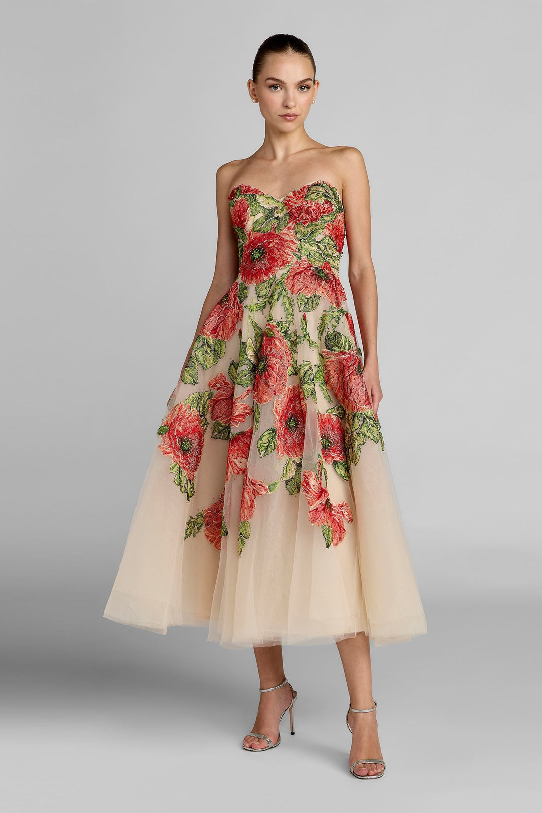 mac duggal embroidered dress Mac Duggal 21300 Floral Embroidered Tea-Length Dress – Mydressline